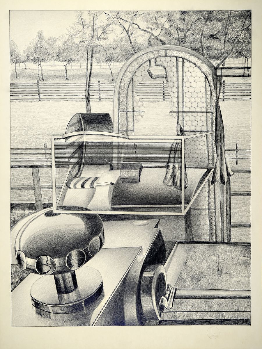 Detail b: Leo Labusch, geb. 1940 Polen - 2017 Mannheim, studierte an der Kunstakademie in Wroclaw/Breslau, hier 4 großformatige Zeichnungen aus den 70er ...