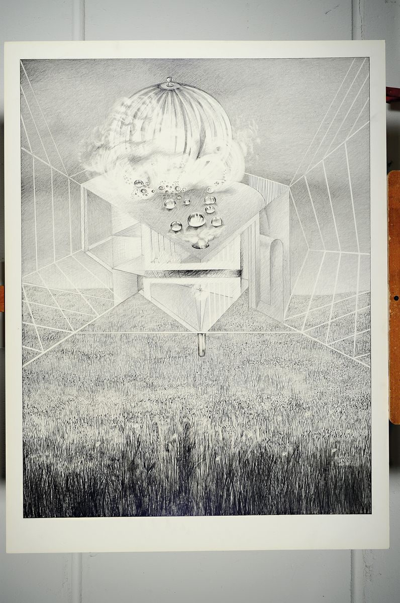 Detail k: Leo Labusch, geb. 1940 Polen - 2017 Mannheim, studierte an der Kunstakademie in Wroclaw/Breslau, hier 4 großformatige Zeichnungen aus den 70er ...