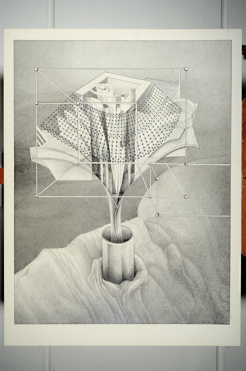 Detail l: Leo Labusch, geb. 1940 Polen - 2017 Mannheim, studierte an der Kunstakademie in Wroclaw/Breslau, hier 4 großformatige Zeichnungen aus den 70er ...