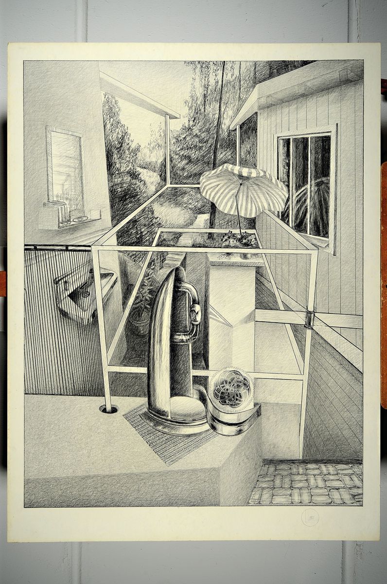 Detail n: Leo Labusch, geb. 1940 Polen - 2017 Mannheim, studierte an der Kunstakademie in Wroclaw/Breslau, hier 4 großformatige Zeichnungen aus den 70er ...