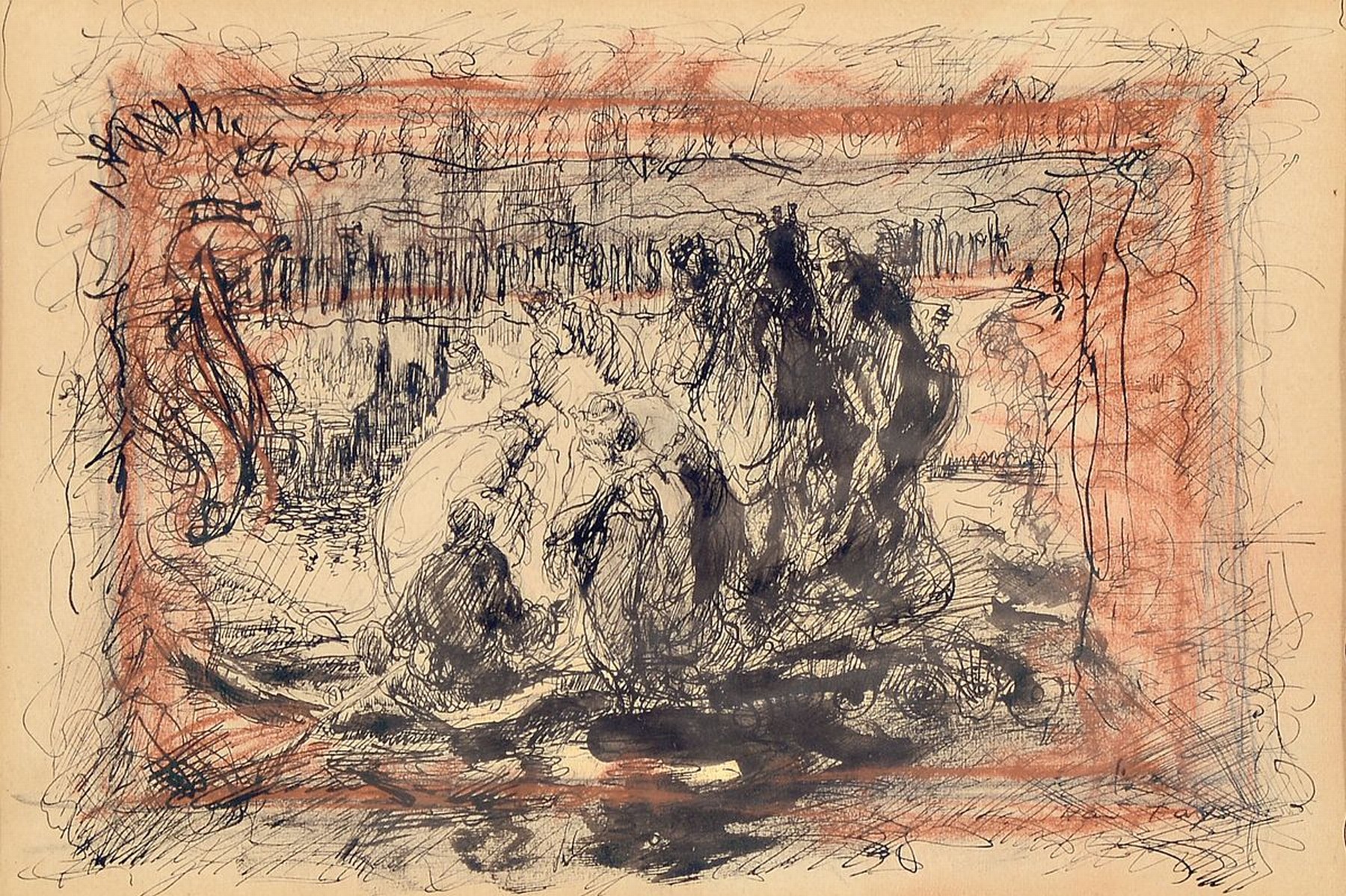 Hanns Fay, 1888 Frankenthal - 1957 Neustadt, Skizzenblatt Million Mark, Bleistift auf Papier, l. besch., ca, 11.5 x 14.5 cm und "Die ...