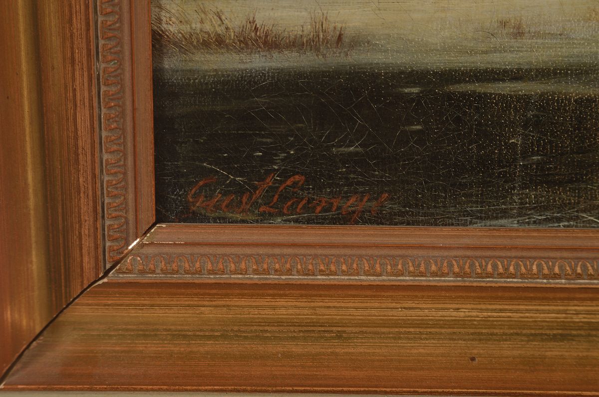 Detail a: Johann Gustav Lange, 1811 Mühlheim am Rhein - 1887 Düsseldorf, Studium an der Akademie Düsseldorf bei J.W. Schirmer und O. Achenbach, hier: ...