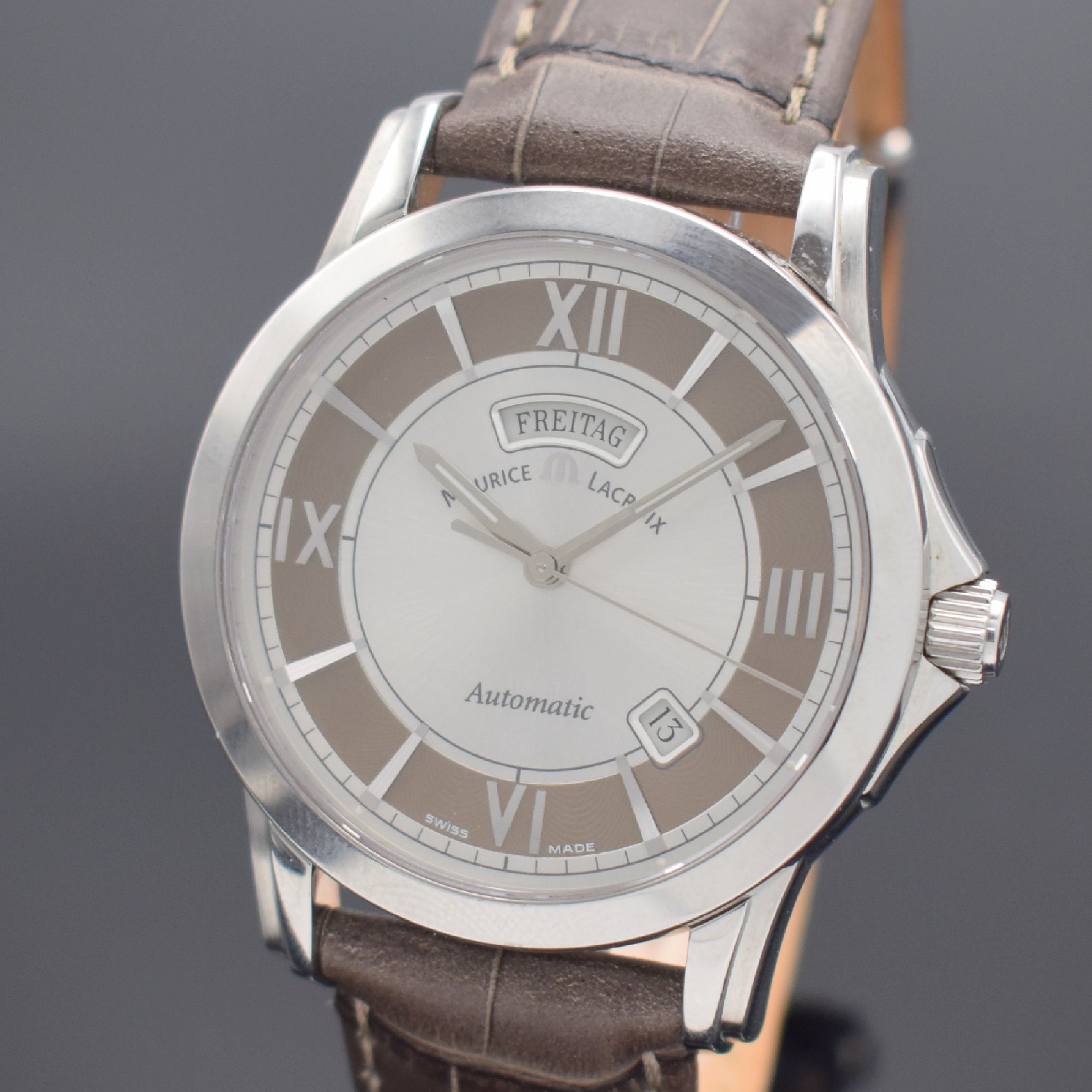 Detail a: MAURICE LACROIX Pontos Day Date limited Edition 2004 Herrenarmbanduhr in Stahl, Schweiz 2004, Automatik, Ref. PT6078, auf 2004 Stück limitiertes ...