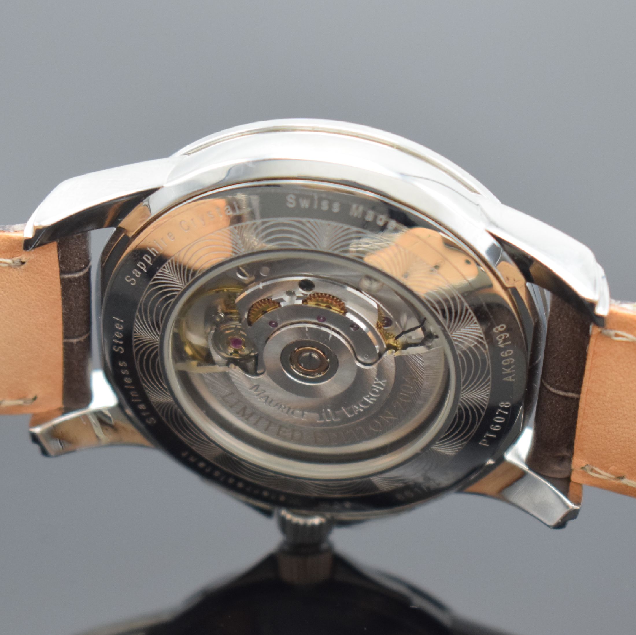 Detail e: MAURICE LACROIX Pontos Day Date limited Edition 2004 Herrenarmbanduhr in Stahl, Schweiz 2004, Automatik, Ref. PT6078, auf 2004 Stück limitiertes ...