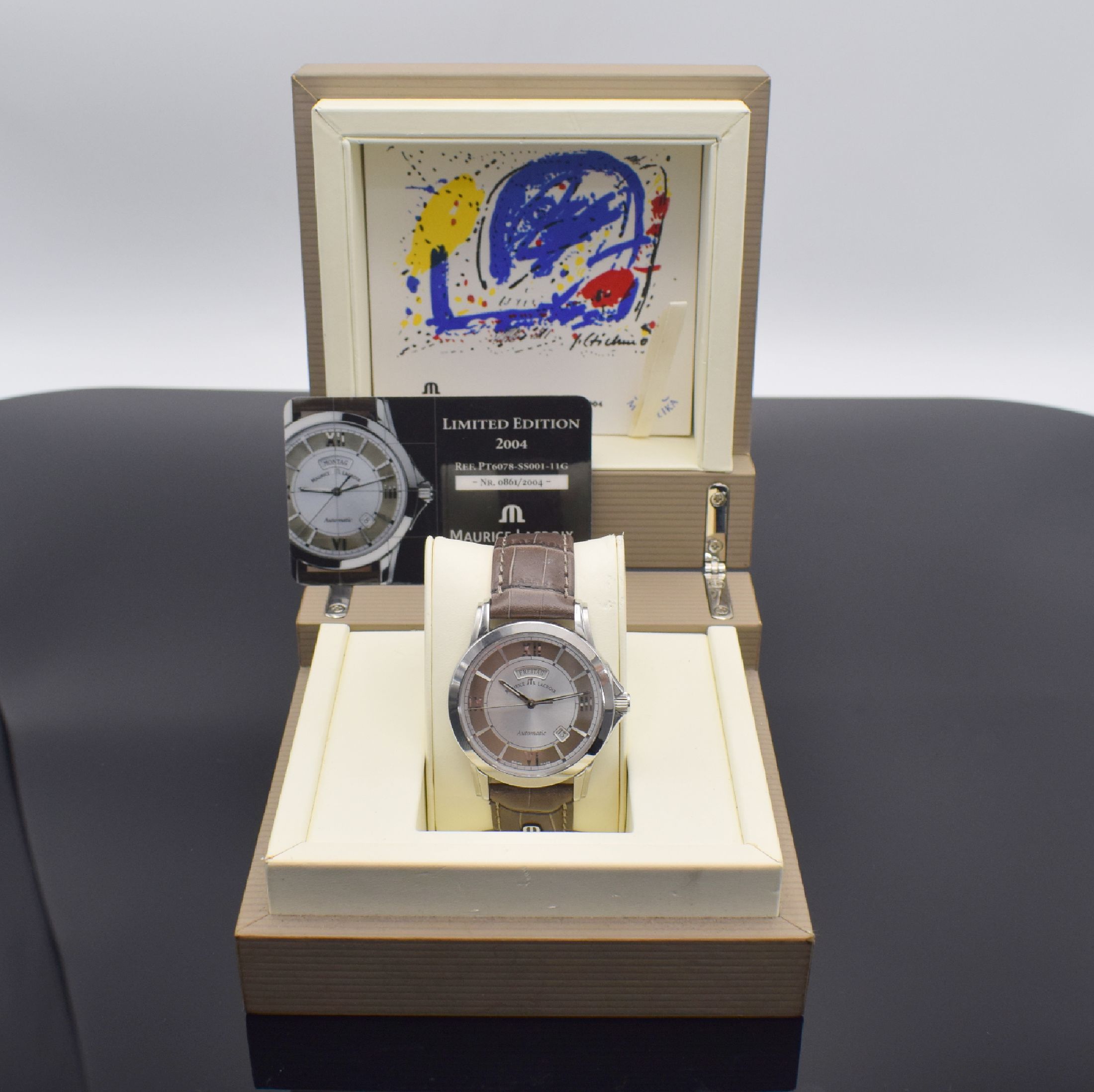 Detail f: MAURICE LACROIX Pontos Day Date limited Edition 2004 Herrenarmbanduhr in Stahl, Schweiz 2004, Automatik, Ref. PT6078, auf 2004 Stück limitiertes ...
