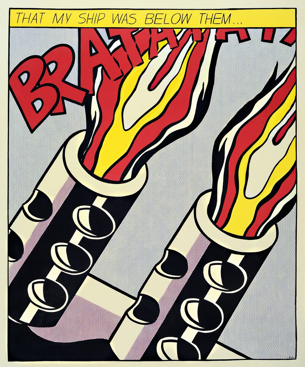 Roy Lichtenstein, 1923-1997 New York, Triptychon "as I opened fire" (1964), drei Farboffsetdrucke, Hrsg. Stedelijk Museum Amsterdam 1964, ...