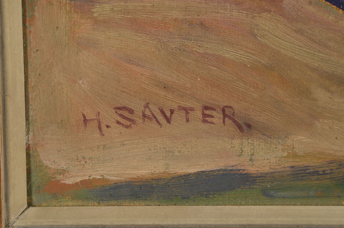 Detail a: Hermann Sauter, 1891 Germersheim-1981 Landau, Stillleben mit Früchten, Öl/Malkarton, li. u. signiert, ca. 38.5 x 50 cm