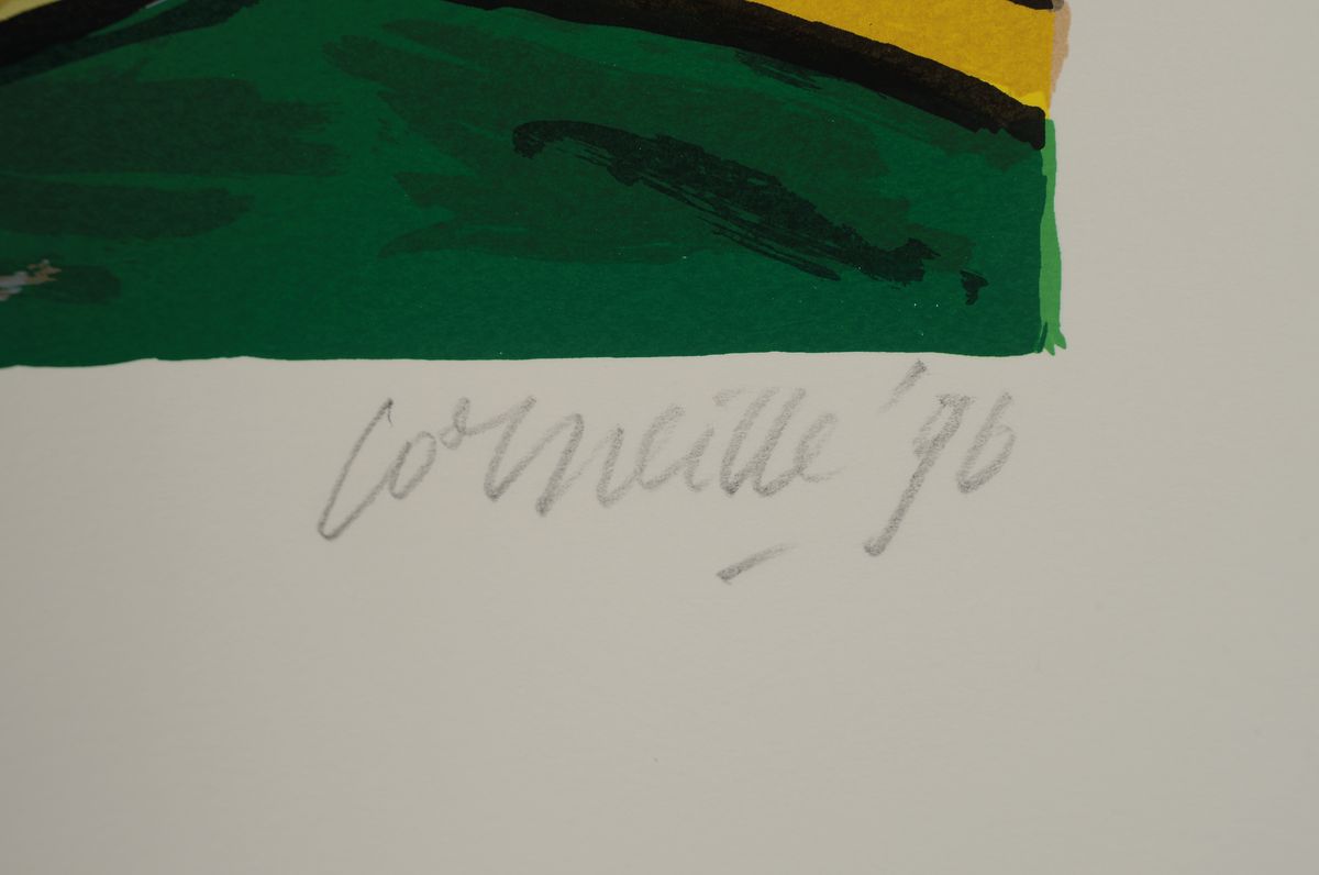 Detail a: Corneille, 1922 Lüttich-2010 Auvers-sur-Oise , Studium an der Rijksakademie Amsterdam, Mitbegründer der Gruppe CoBrA, hier: blauer Vogel und ...