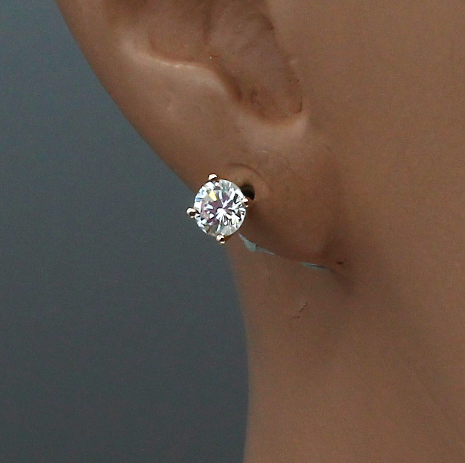 Detail a: Paar 14 kt Gold Brillant-Ohrstecker, RG 585/000, 2 Brillanten zus. ca. 1.09 ct Weiß- l.get.Weiß/vs-si