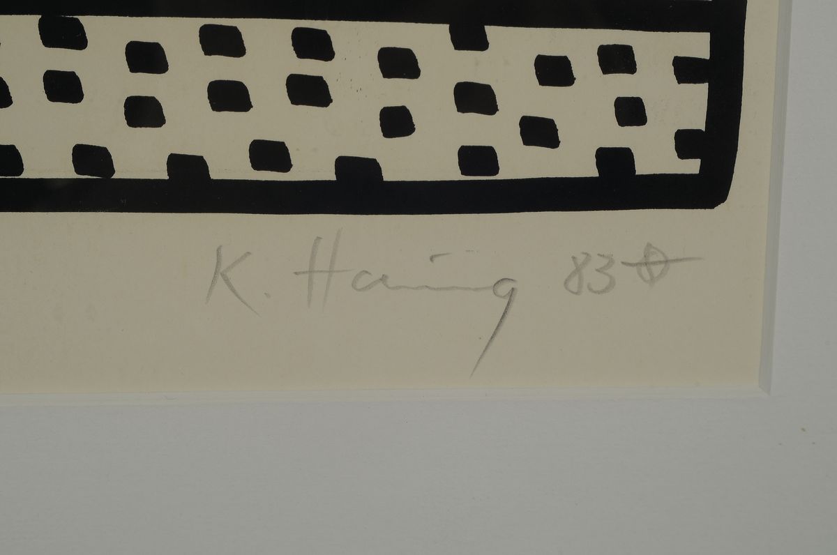Detail a: Keith Haring, 1958 Reading,PA - 1990 New York City, Lithographie, Flying Cock, aus der Lucio Amelio Suite (1983), rechts unten signiert u. datiert ...