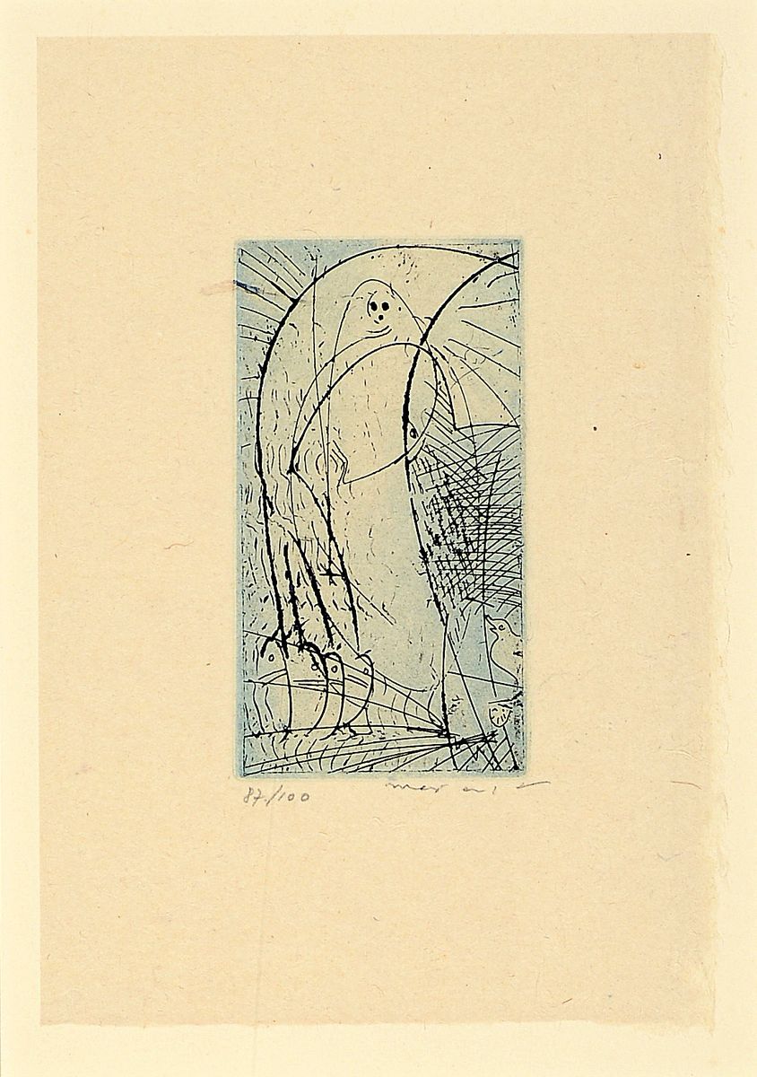Max Ernst, 1891 Brühl - 1976 Paris, "Oiseau vierge" (Jungfräulicher Vogel), Farbaquatintaradierung, 1955/72, Ed. 87/100, rechts unten ...