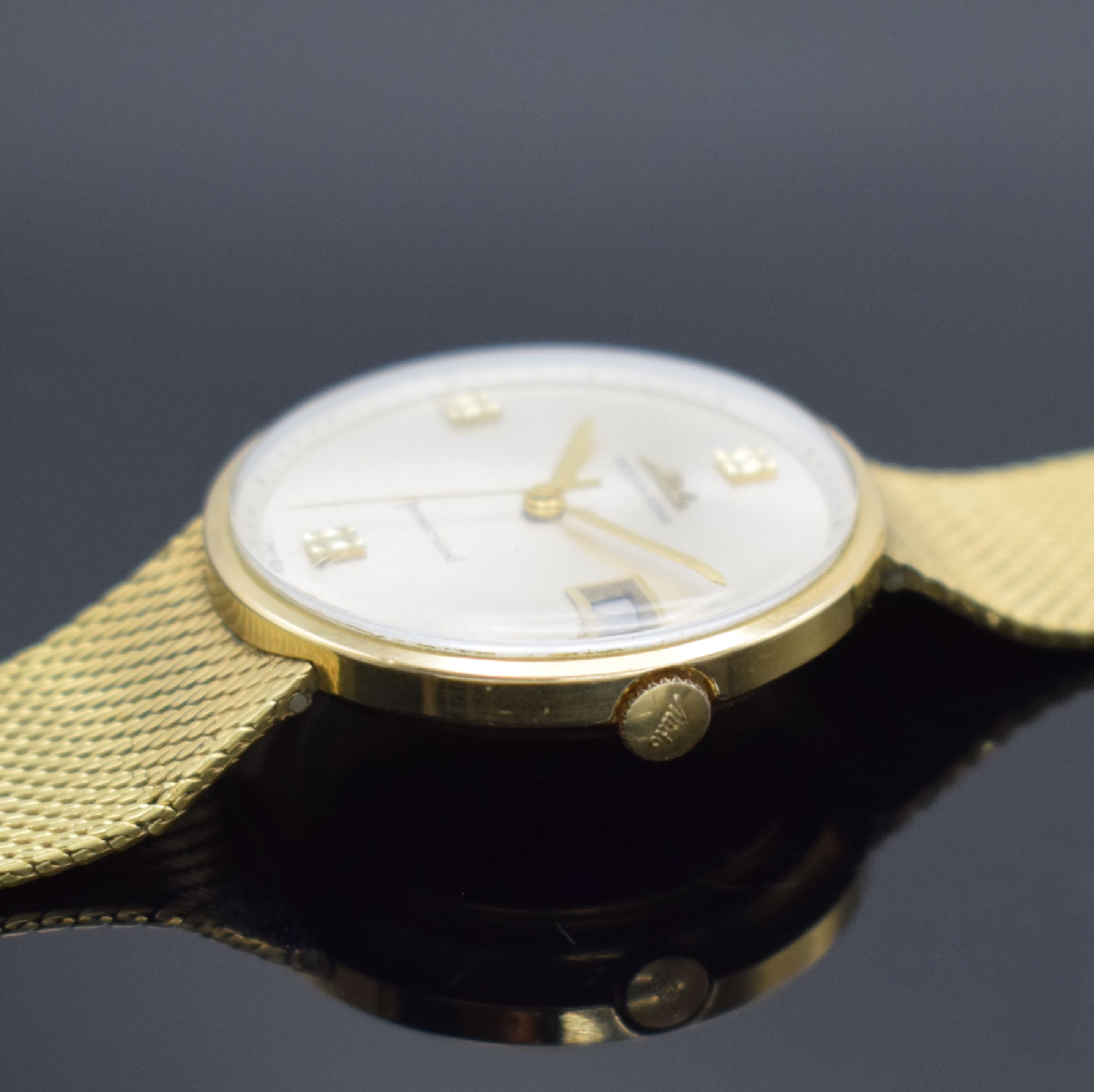 Detail c: MIDO Ocean Star Powerwind vergoldete Armbanduhr, Schweiz um 1970, Automatik, 40- Micron-Monocoque Geh., integr. Milanaiseband, silb. Zifferbl., ...