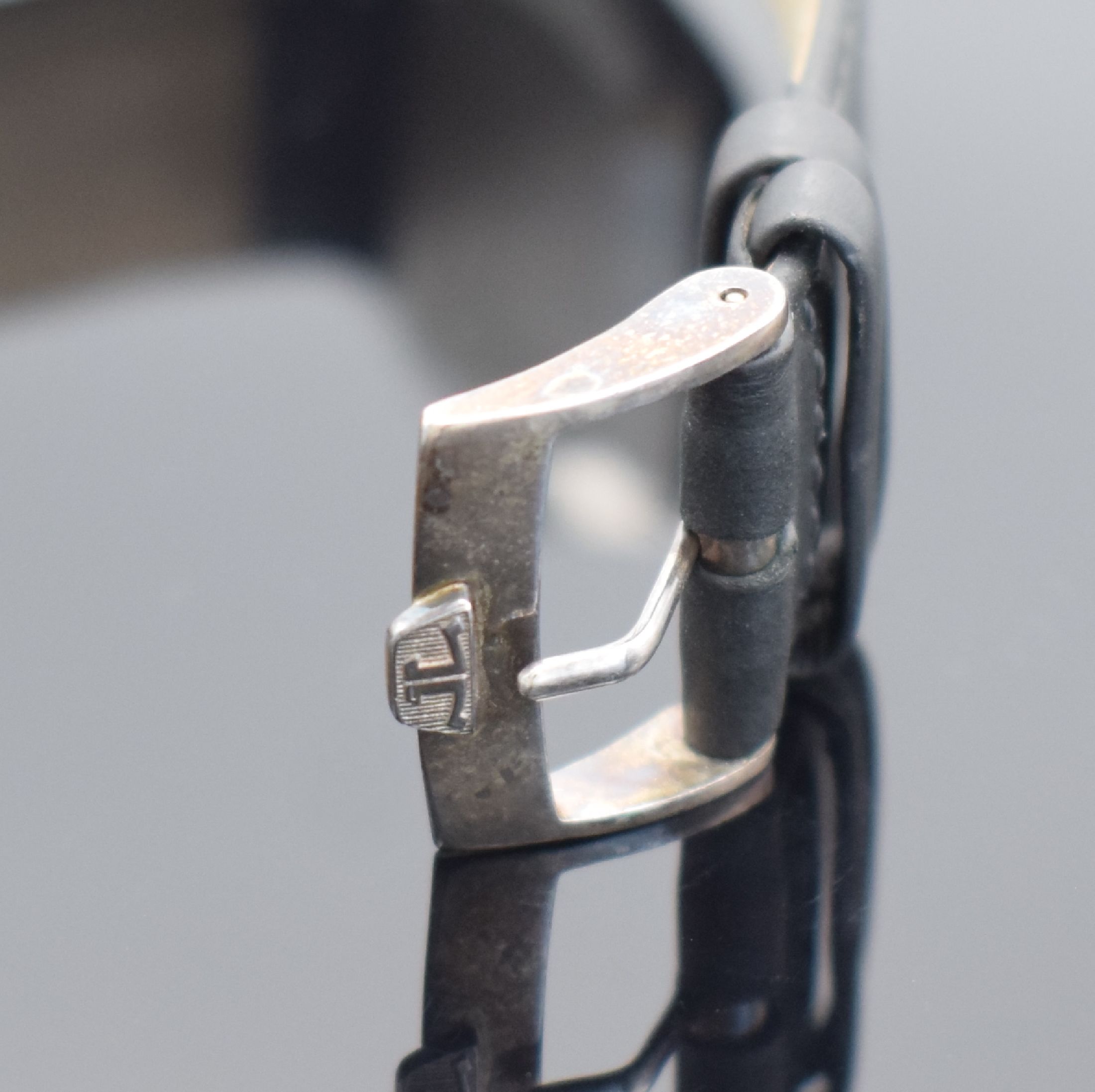 Detail b: Jaeger-LeCoultre elegante Herrenarmbanduhr in Stahl, Schweiz um 1975, Automatik, 4-fach verschr. 6-eckiges Geh. Ref. 5000 42, weißes Zifferbl. m. ...