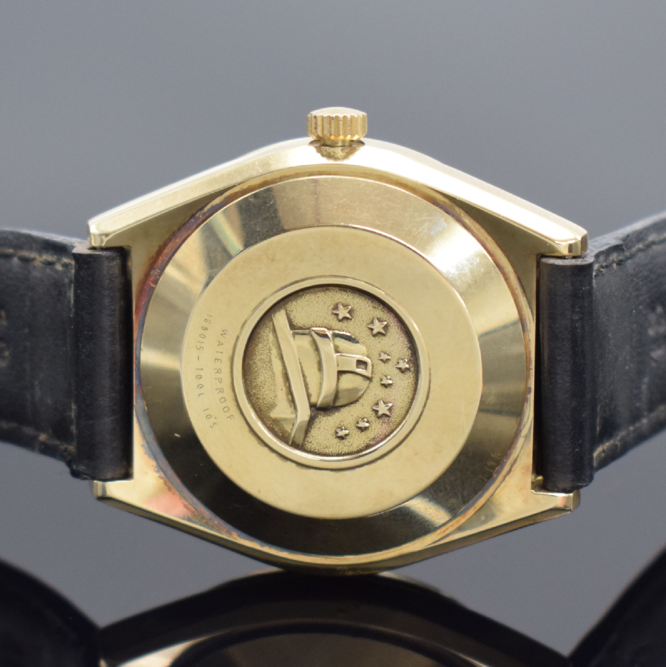 Detail c: OMEGA Constellation Referenz 168015 Armbanduhrin GG 585/000, Schweiz um 1968, Automatik, Monocoque-Geh. m. Sternwarten-Symbol auf d. Boden, orig. ...