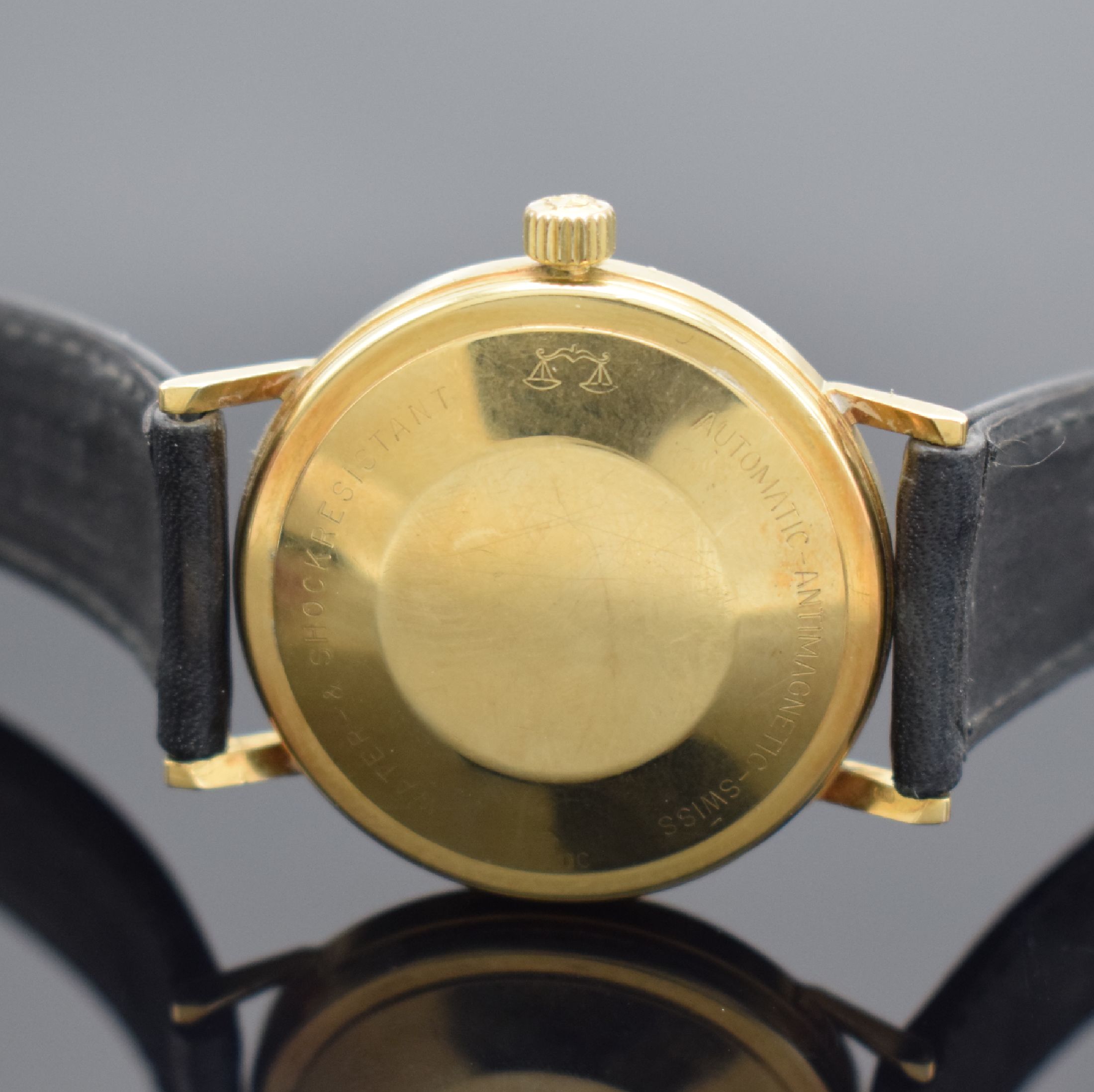 Detail c: ZODIAC Armbanduhr in GG 750/000, Schweiz um 1965, Automatik, 2-tlg. Geh., Boden aufgedr., gold. Zifferbl. m. aufges. gold. Indizes, Datum b. 3, rhod. ...