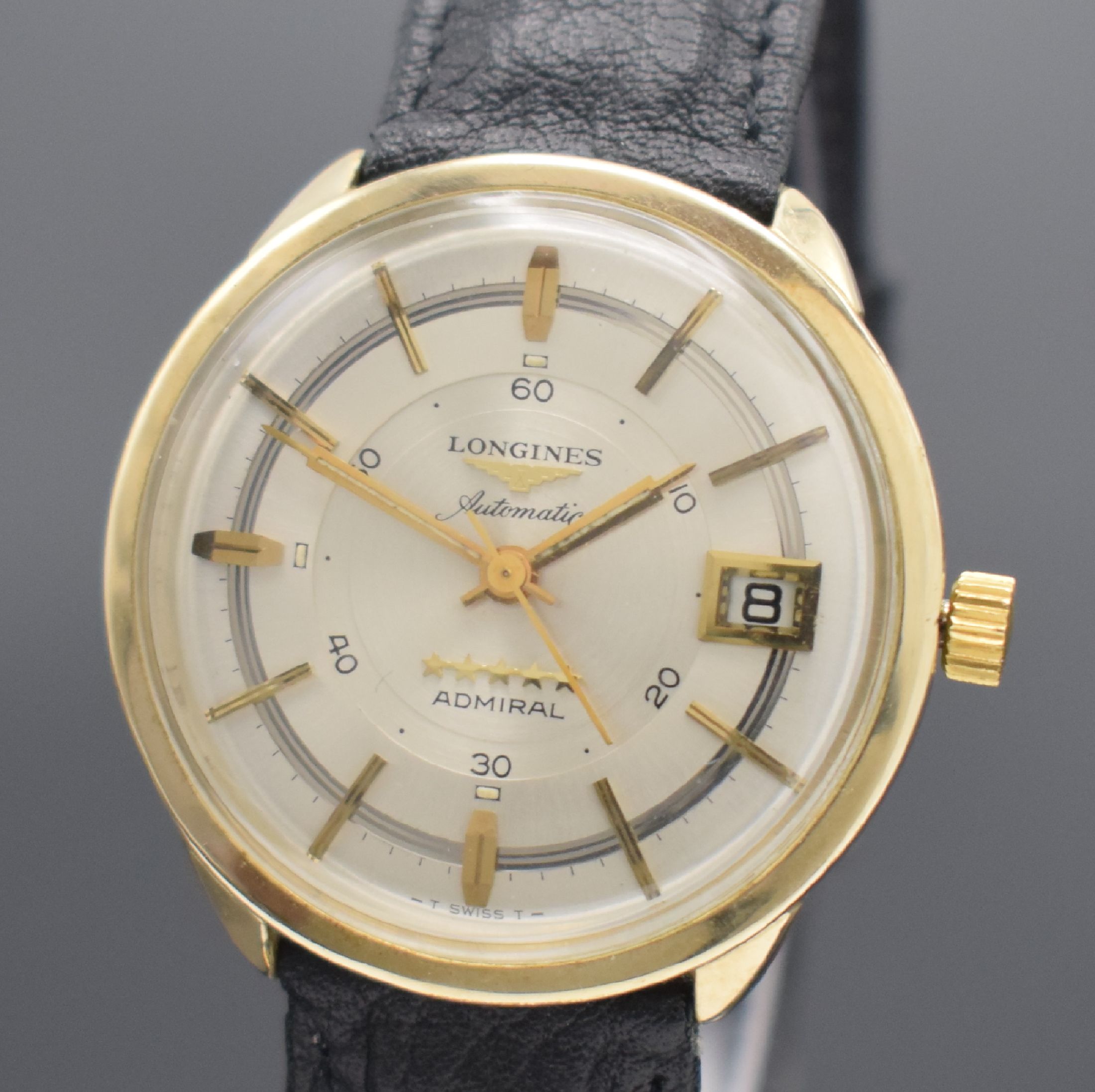 Detail a: LONGINES Admiral Armbanduhr in 10 k Gold filled, Schweiz / USA um 1965, Automatik, Monocoque-Geh., ausgefallenes silb. Duoton- Zifferbl., aufges. ...