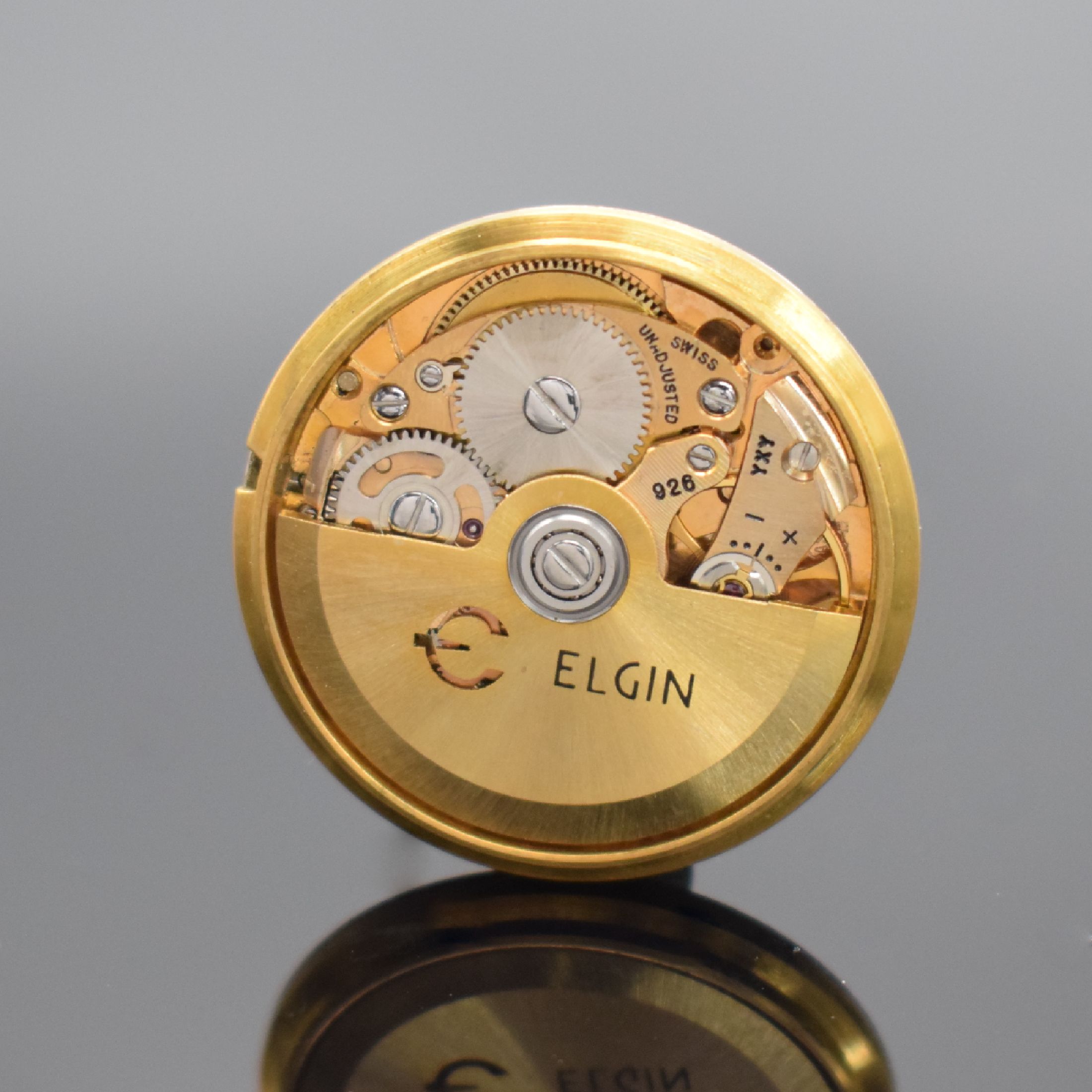 Detail d: ELGIN Selfwinding Armbanduhr in GG 585/000, Schweiz / USA um 1960, Automatik, Monocoque- Geh., silb. schraffiertes Zifferbl., gold. Indizes & Zeiger, ...