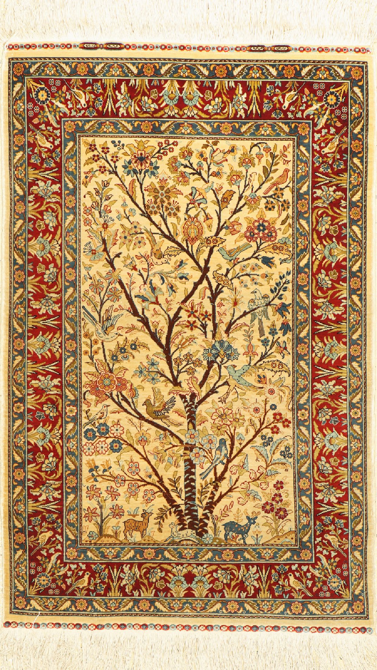 Hereke Seide fein, signiert, (Derin), Türkei, ca. 60 Jahre, reine Naturseide, ca. 96x 62 cm, ca. 1.0 Mio. Kn/qm, EHZ: 2