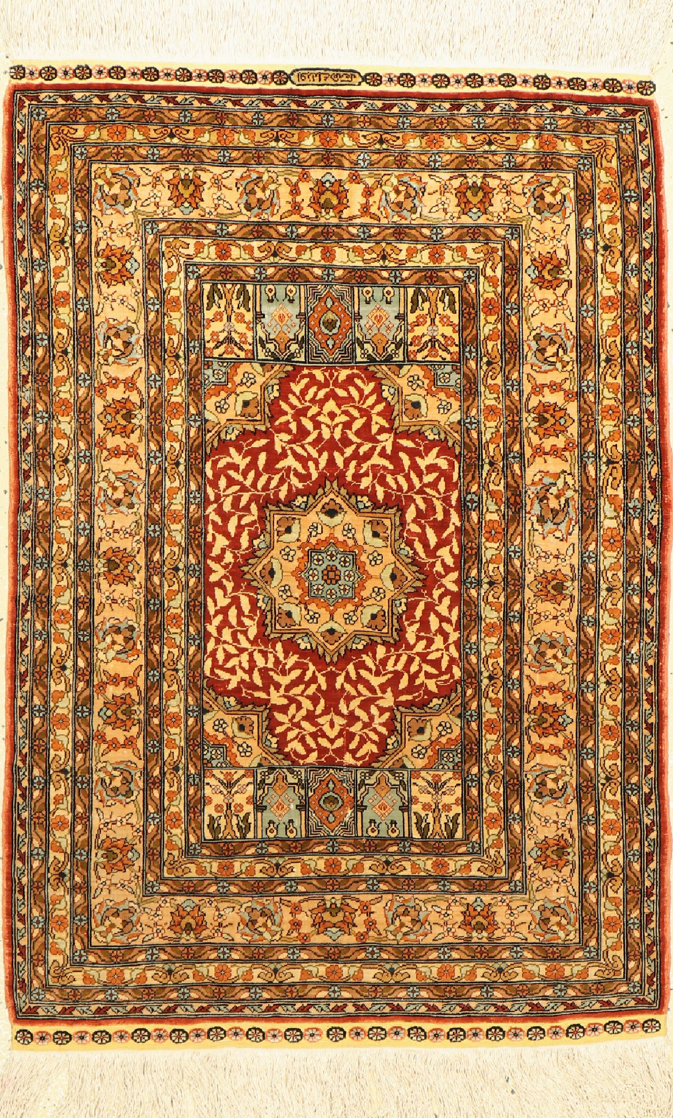 Hereke Seide fein, signiert, (Özipek), Türkei, ca. 60 Jahre, reine Naturseide, ca. 80x 55 cm, ca. 1.0 Mio. Kn/qm, EHZ: 2