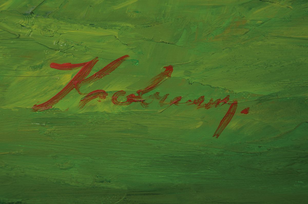 Detail a: Vladimir N. Kravchenko, Ukrainischer Künstler , hier: Golfspieler, Öl/Lwd, signiert li. u., ca. 74 x 92 cm, rückseitig bez. Collection Störk