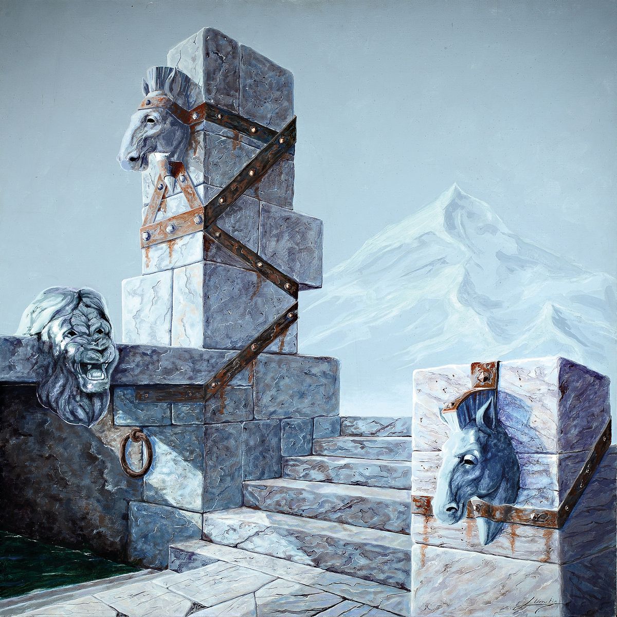 Luis Urritia, spanischer zeitgenössischer Künstler, phantastischer Realismus, Öl/Lwd, signiert ca. 100 x 100 cm cm