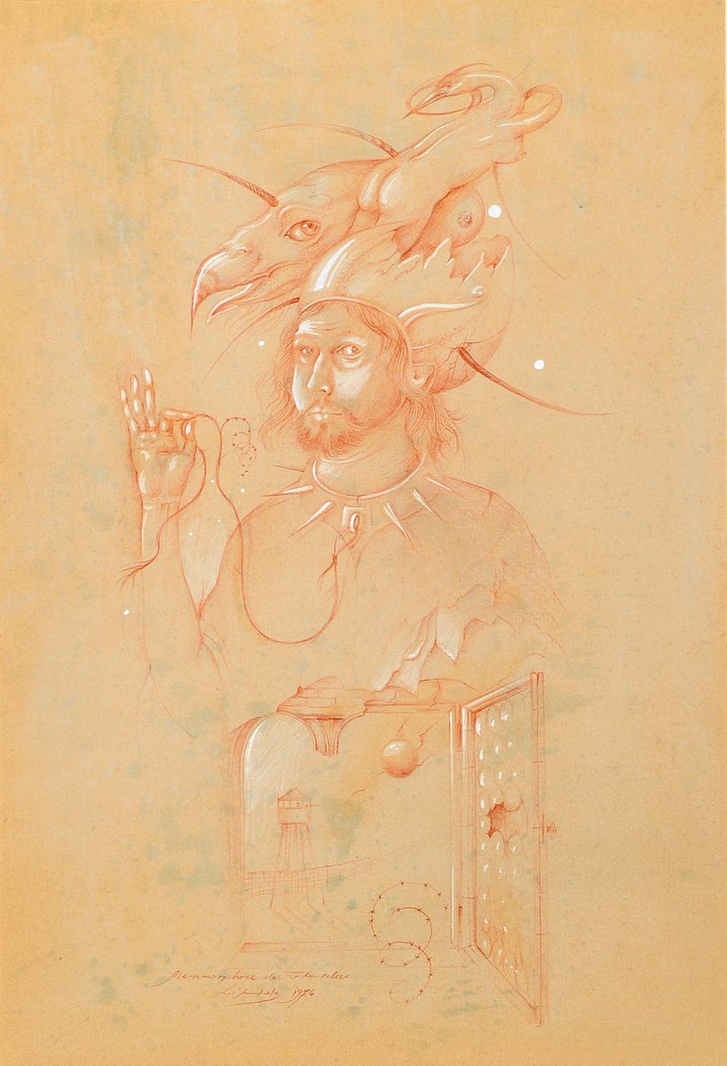 Werner Holz, 1948 Grünstadt-1991 Ludwigshafen, Metamorphonse des Fleisches, Rötel und Weiß auf braunem Papier, signiert, betitelt und dat. 1976, ...
