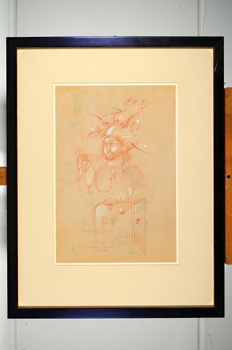 Detail k: Werner Holz, 1948 Grünstadt-1991 Ludwigshafen, Metamorphonse des Fleisches, Rötel und Weiß auf braunem Papier, signiert, betitelt und dat. 1976, ...