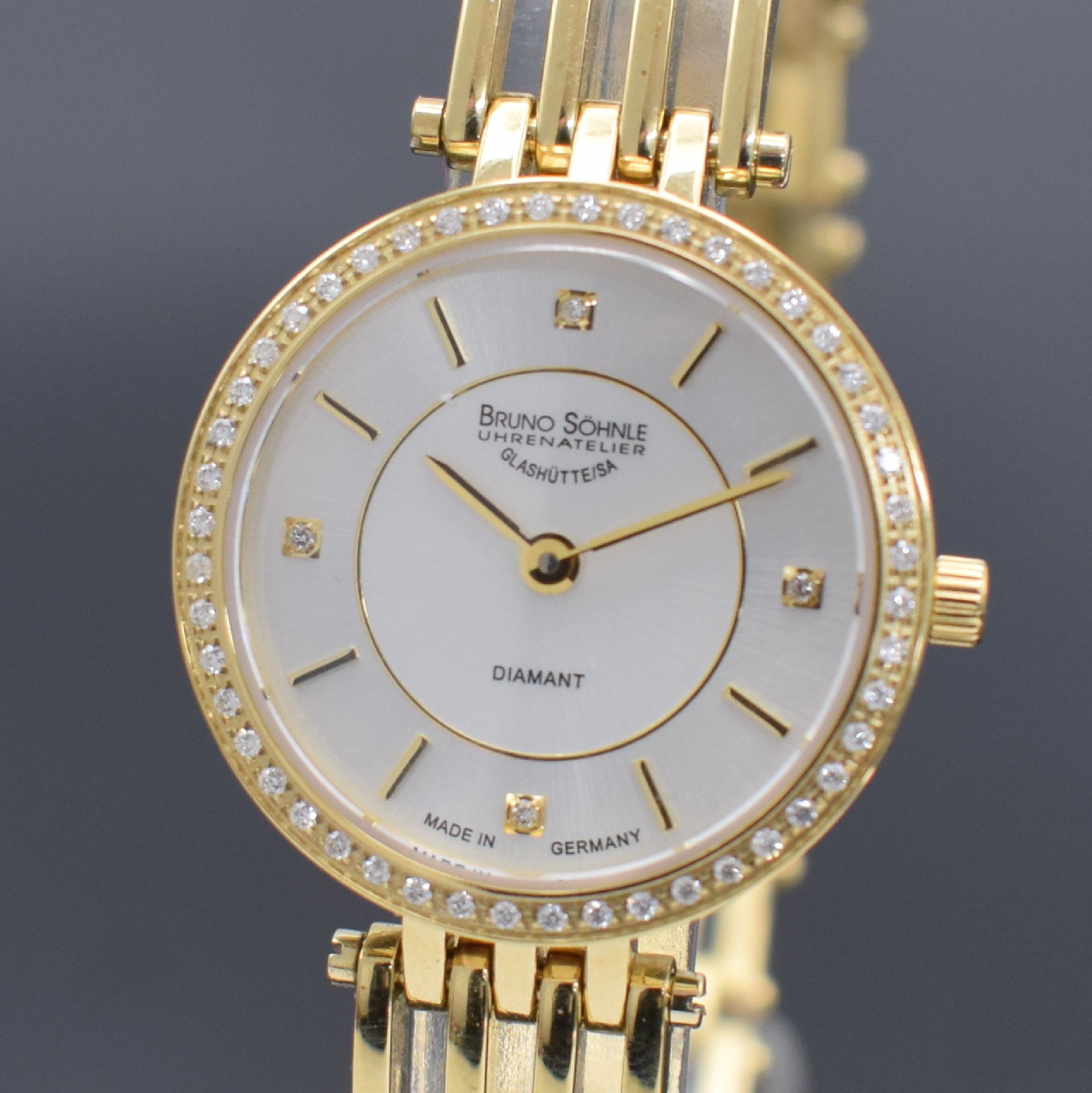 Detail a: BRUNO SÖHNLE Latina vergoldete Damenarmbanduhr mit Diamanten, Deutschland aktuelle Produktion, auf 150 Stück limitiertes Sondermodell, quarz, verg. ...