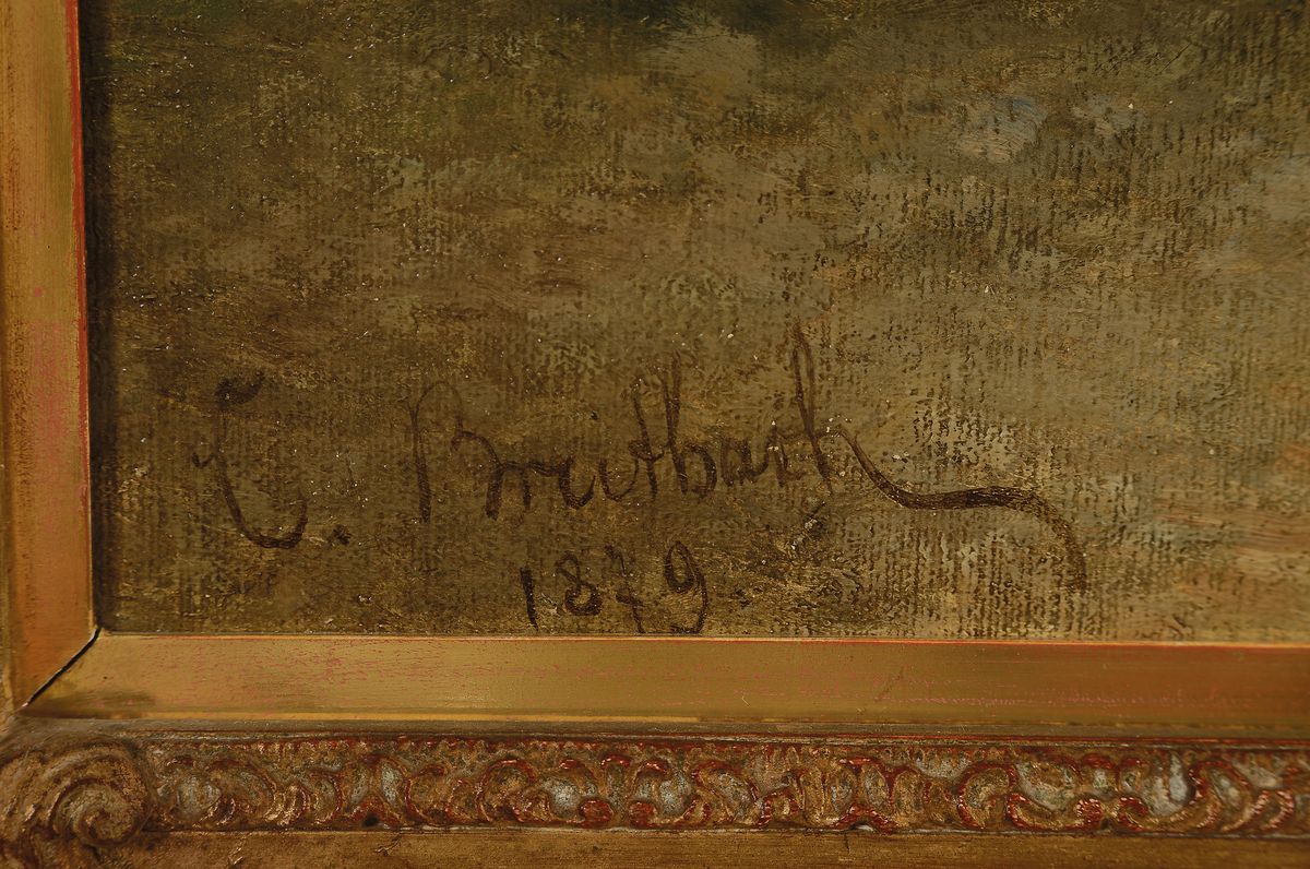Detail a: Carl Breitbach, 1833 Berlin-1904 Kassel, Studium an der Akademie Berlin, von ca. 1860 bis 1864 in Paris als Schüler im Atelier von Charles Gleyre ...