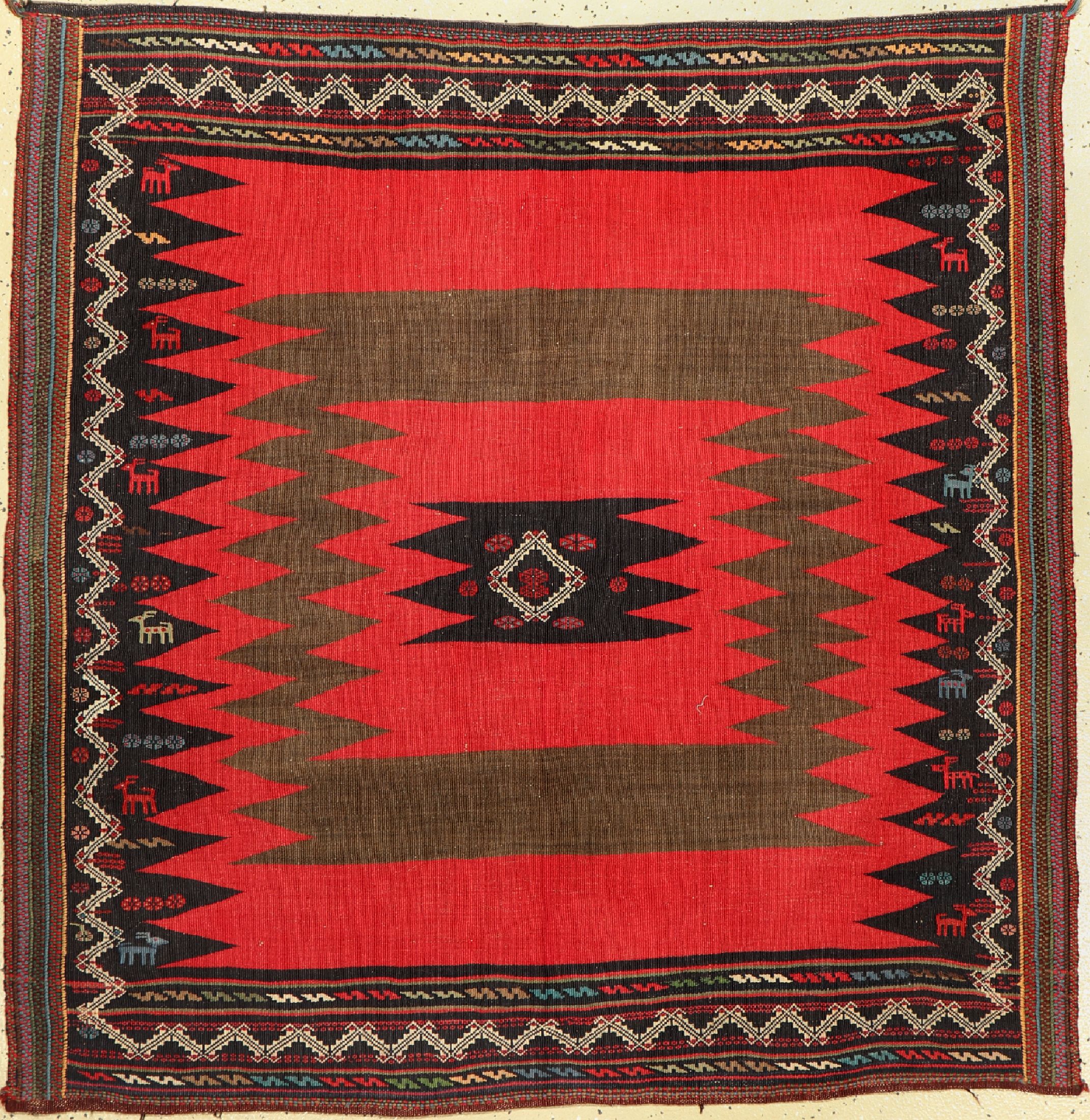 Afschar Sofreh, Persien, um 1930, Wolle aufWolle, ca. 133 x 127 cm, EHZ:(Guter Zustand)