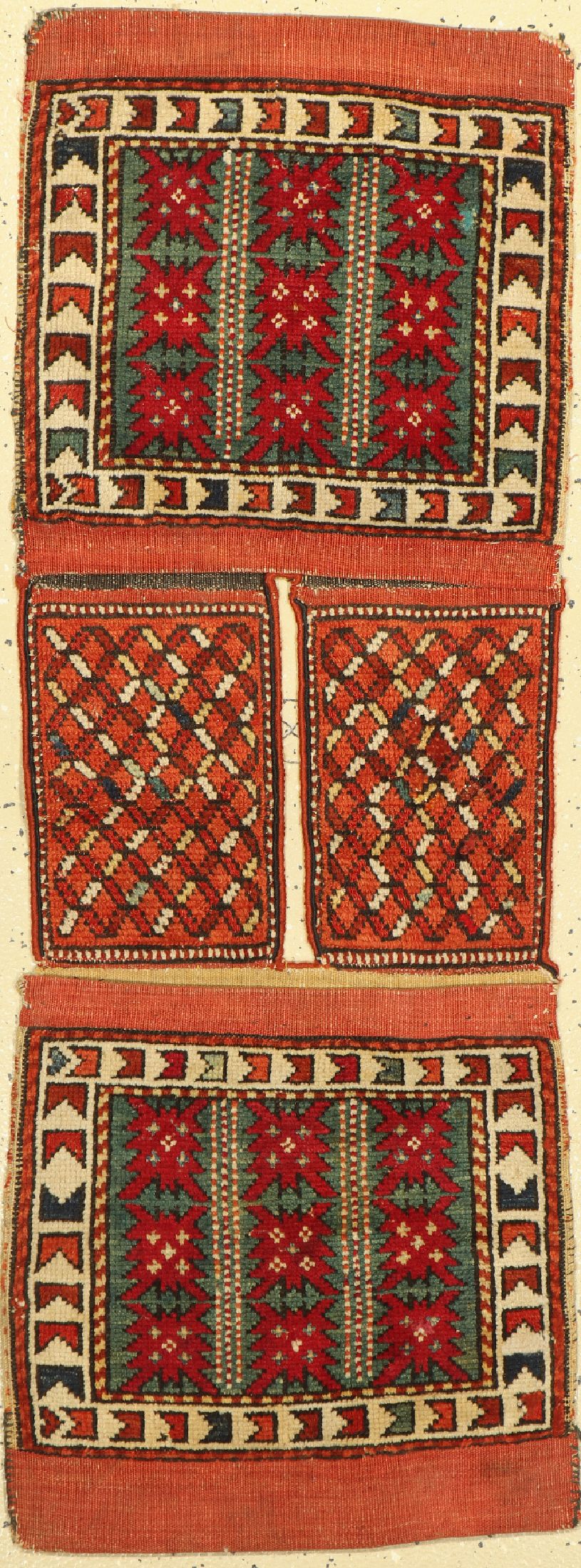 Bergama Heybeh antik, Türkei, 19. Jhd, Wolle auf Wolle, ca. 123 x 46 cm, EHZ:(Guter Zustand)