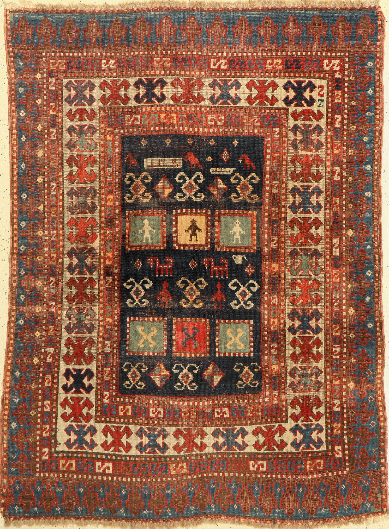 Kazak antik, Kaukasus, 19. Jhd, Wolle auf Wolle, ca. 160 x 120 cm, EHZ: 4