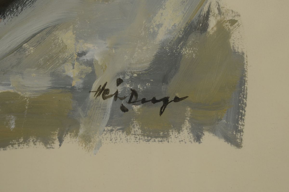 Detail a: Heiner Deege, 1920-2007 Haßloch, Blick auf Wachenheim mit der Burgmühle und derBurg, Gouache auf Papier, rechts unten signiert, ca. 34x42cm, u.Gl., ...