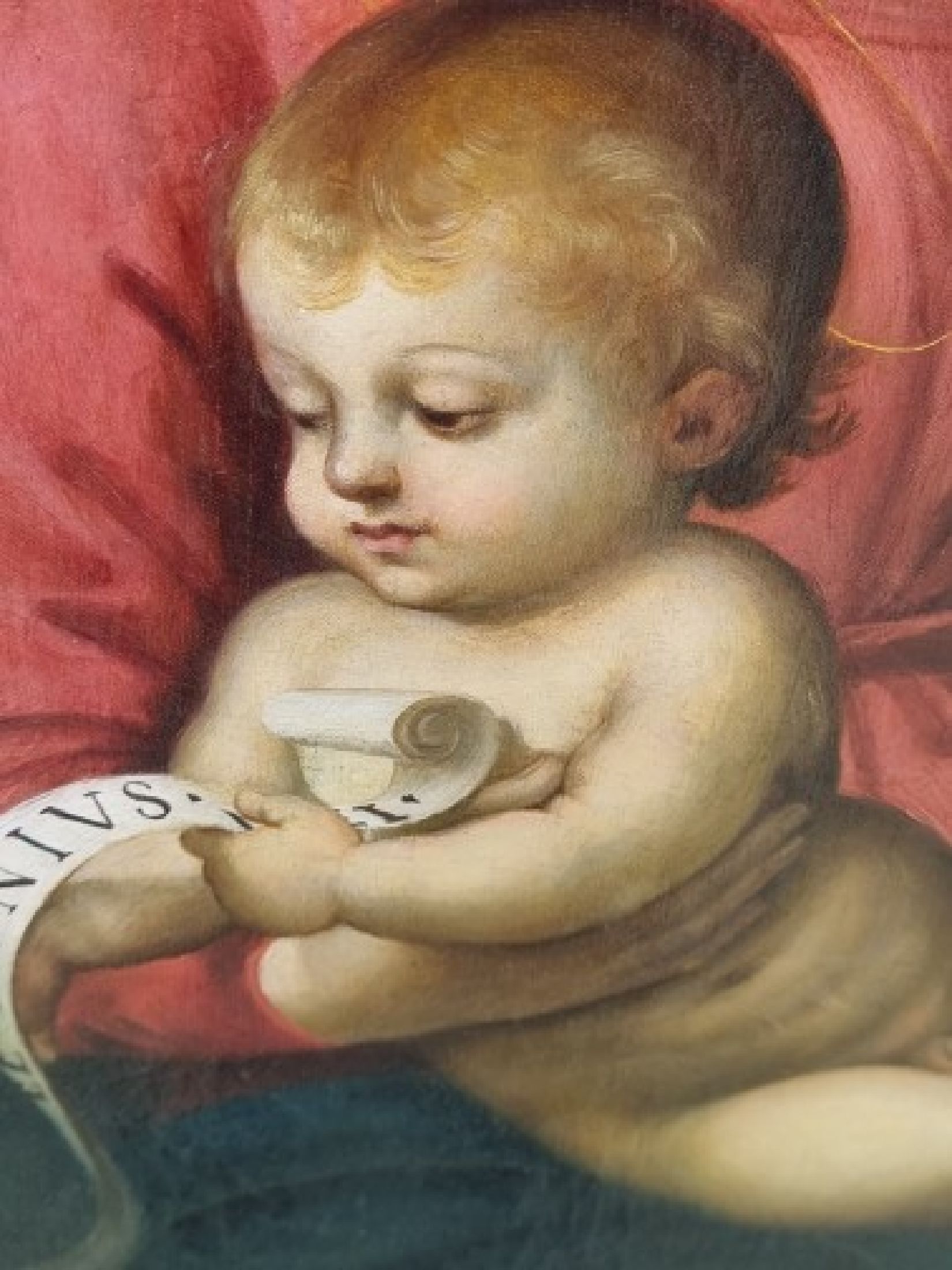 Detail a: Kopie nach Raffaelo Santi,"Madonna Terranuova", Öl/Lwd, gute Kopie aus der 2. Hälfte des 19. Jh., Öl/Lwd, vergoldeter Prunkrahmen, D. ...