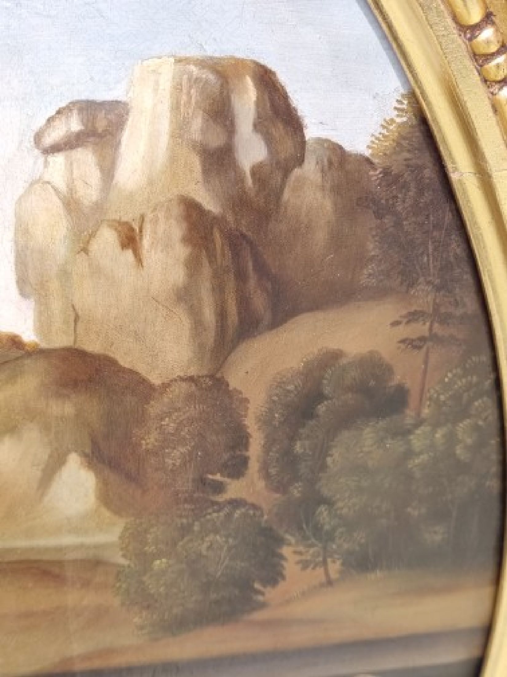 Detail b: Kopie nach Raffaelo Santi,"Madonna Terranuova", Öl/Lwd, gute Kopie aus der 2. Hälfte des 19. Jh., Öl/Lwd, vergoldeter Prunkrahmen, D. ...