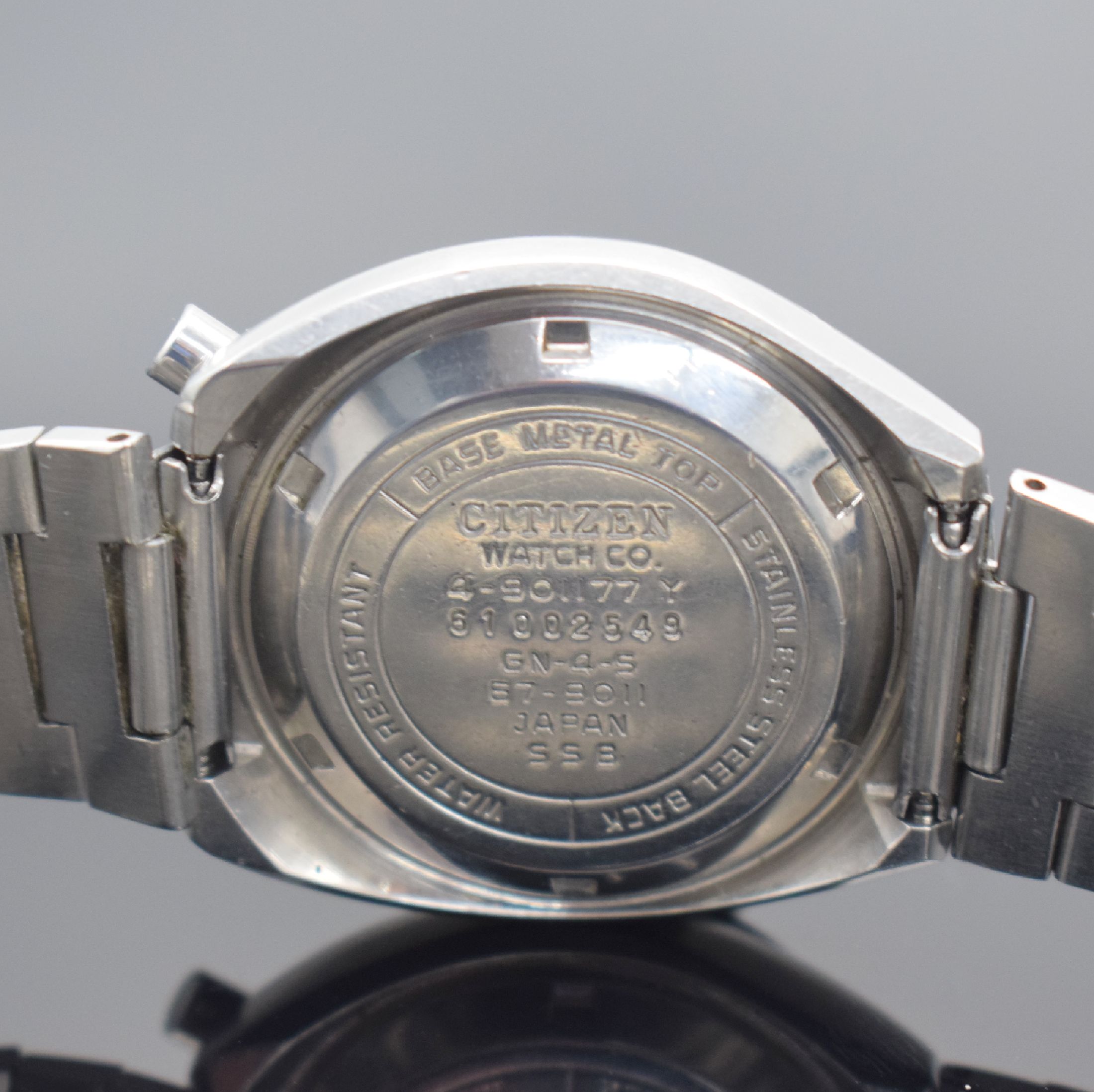 Detail d: CITIZEN Armbandchronograph mit Fly-Back sog. Bullhead, Japan um 1970, Automatik, Ref. 4- 901177 Y, Stahl-Geh., Boden geschr., orig. Krone, orig. ...