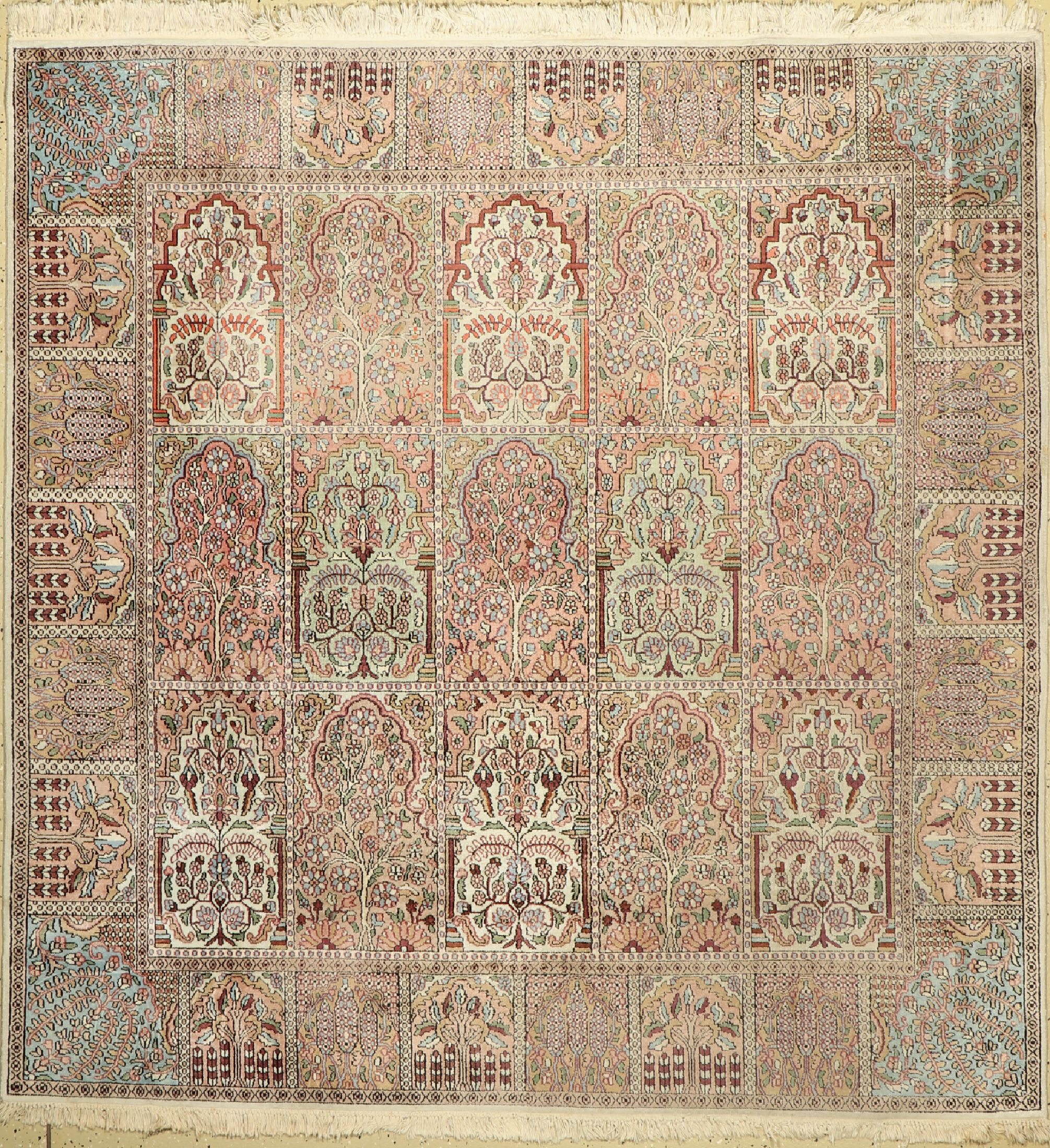Kaschmir, Indien, ca. 40 Jahre, Wolle auf Baumwolle, ca. 180 x 178 cm, EHZ: 3