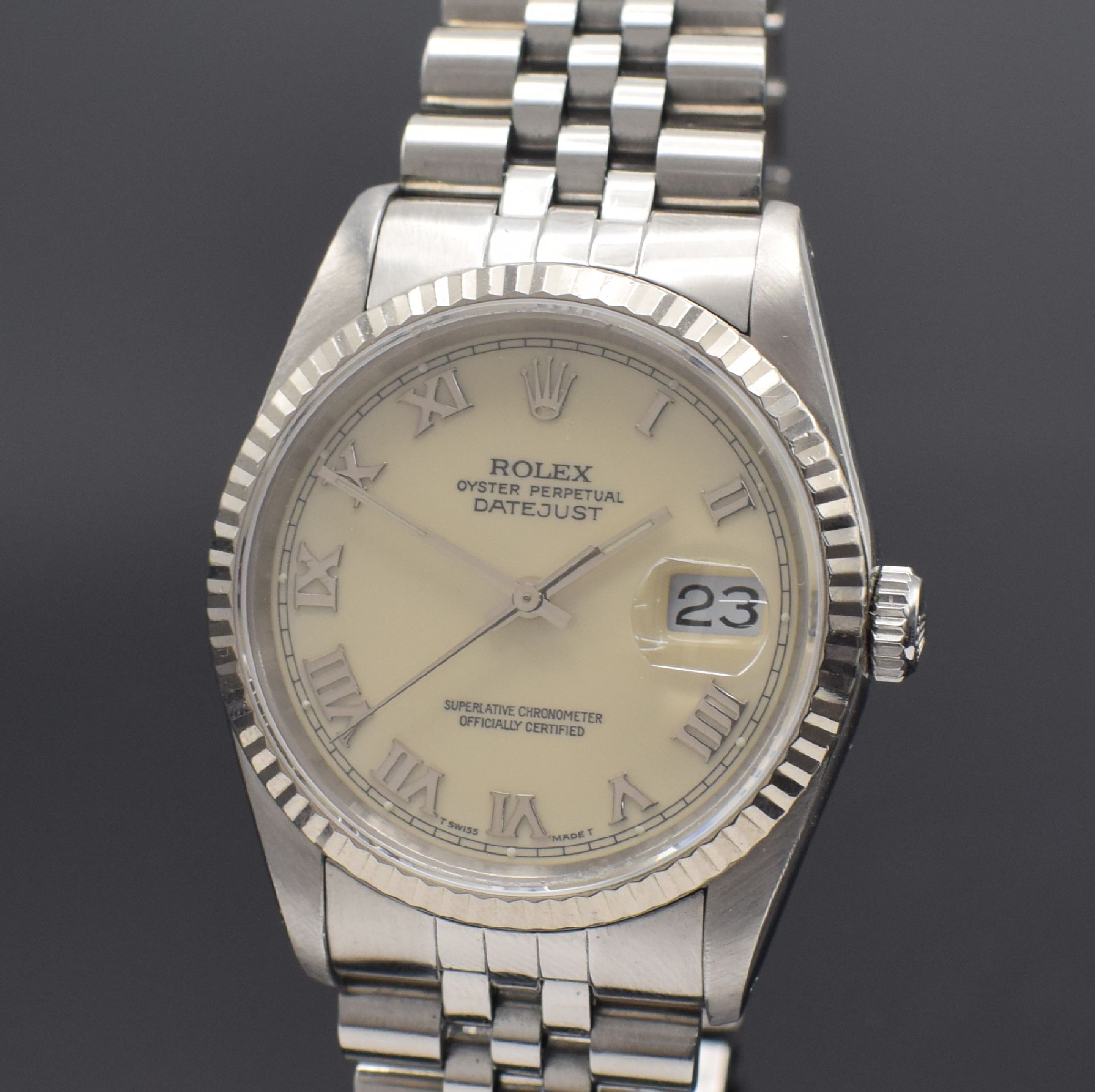 Detail a: ROLEX Oyster Perpetual Datejust Herrenarmbanduhr in Stahl Referenz 16234, Automatik, LC 100, Chronometer der Superlative in Edelstahl inkl. ...