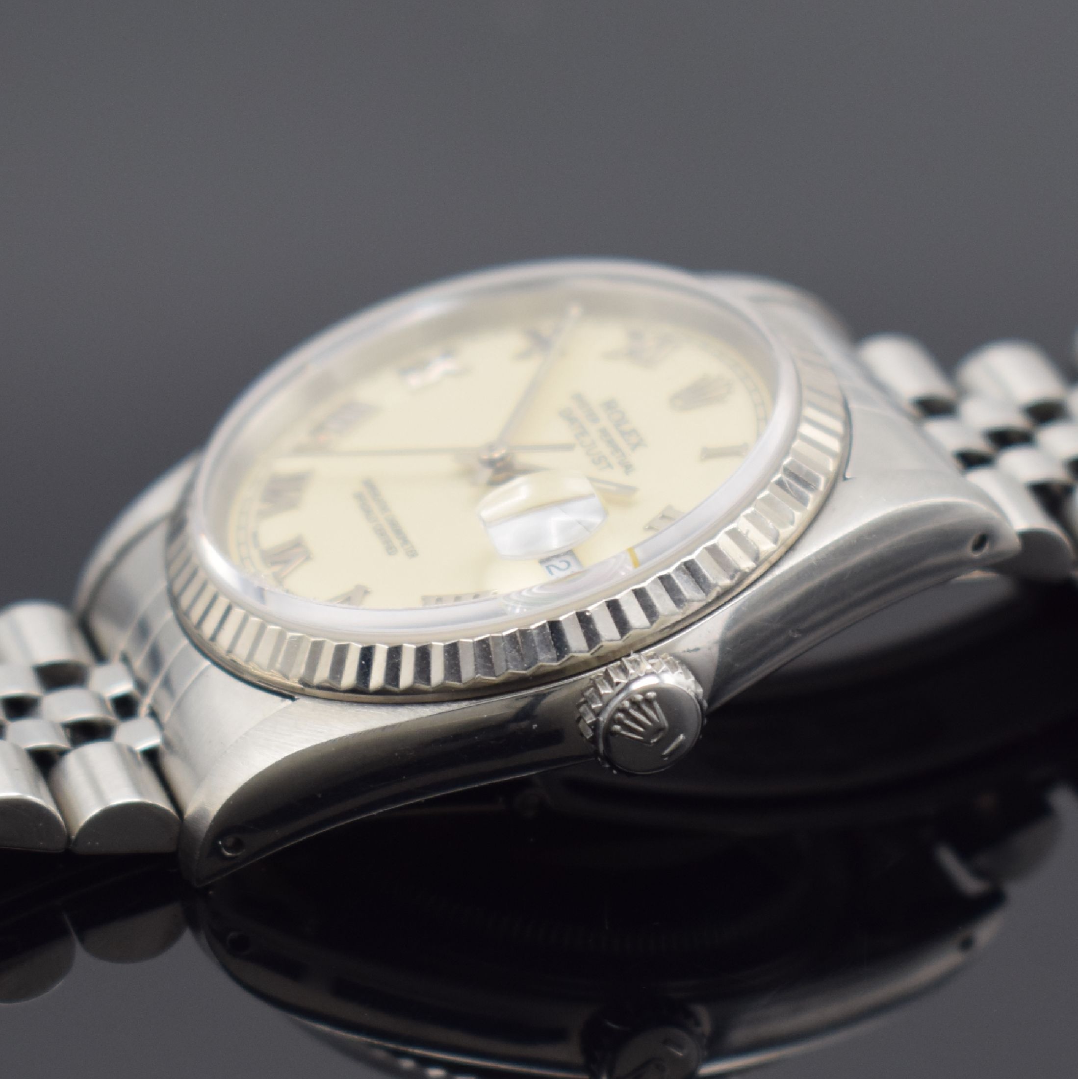 Detail d: ROLEX Oyster Perpetual Datejust Herrenarmbanduhr in Stahl Referenz 16234, Automatik, LC 100, Chronometer der Superlative in Edelstahl inkl. ...