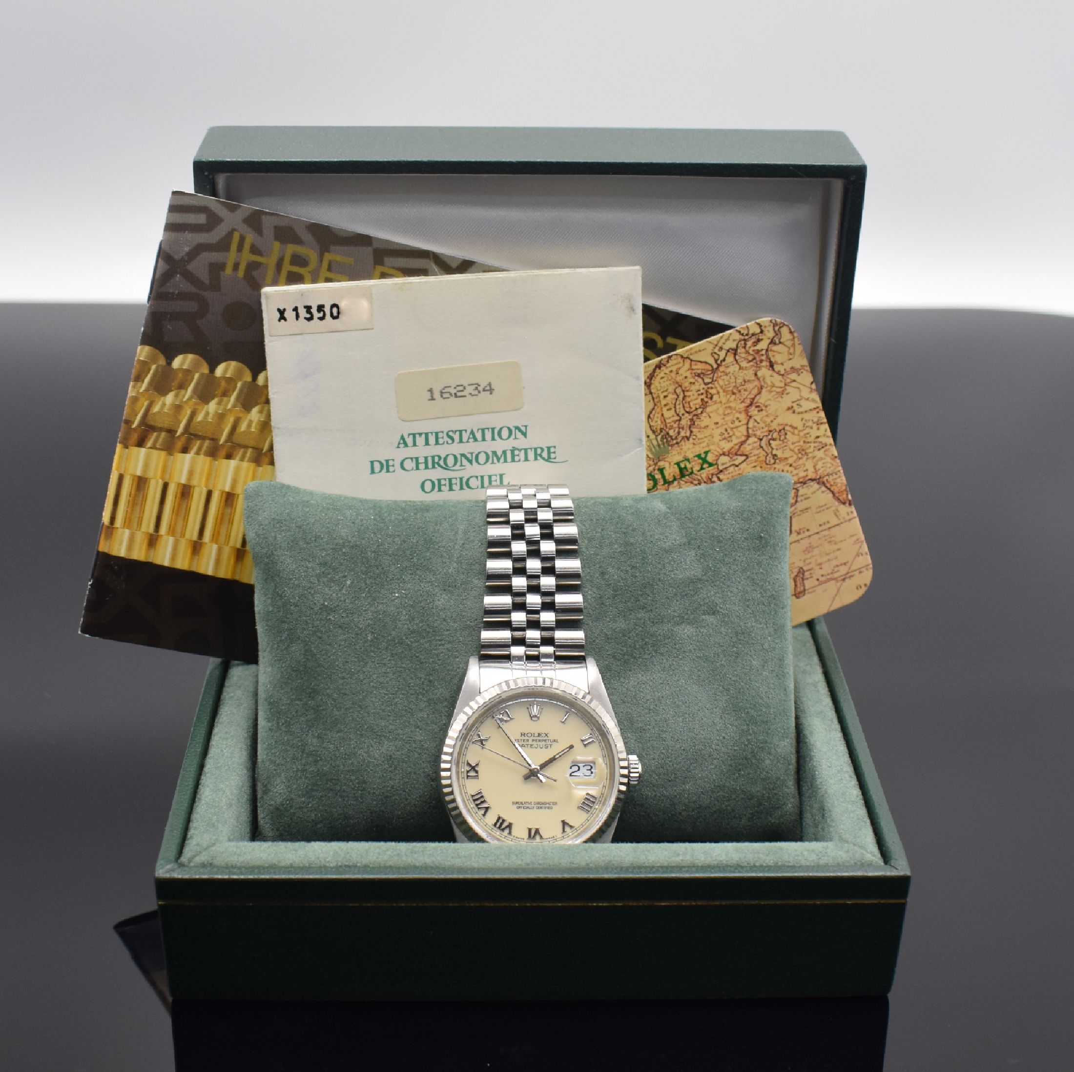 Detail f: ROLEX Oyster Perpetual Datejust Herrenarmbanduhr in Stahl Referenz 16234, Automatik, LC 100, Chronometer der Superlative in Edelstahl inkl. ...