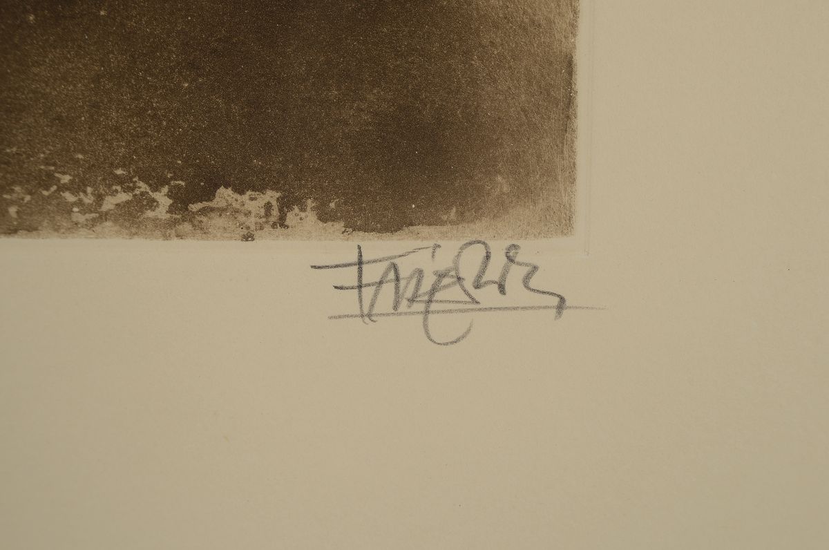 Detail a: Johnny Friedländer, 1912- 1992, zwei großformatige Radierungen, num. 67/135 und 57/135, beide handsigniert, gebräunt, Blattmaß ca. 61 x 56 cm, ...
