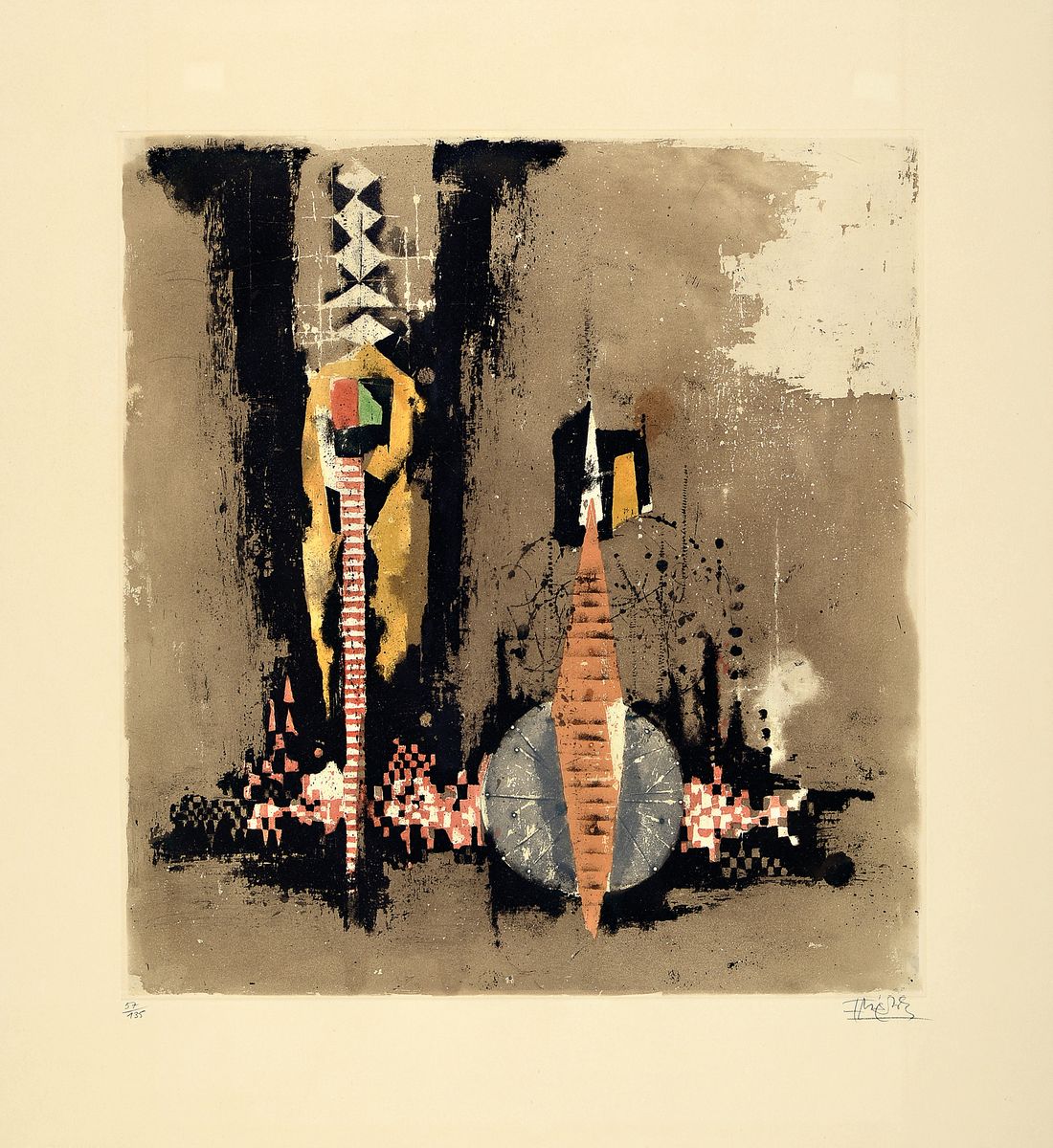 Detail b: Johnny Friedländer, 1912- 1992, zwei großformatige Radierungen, num. 67/135 und 57/135, beide handsigniert, gebräunt, Blattmaß ca. 61 x 56 cm, ...