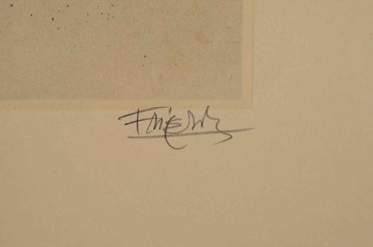 Detail a: Johnny Friedländer, 1912 - 1992, drei Farbradierungen, alle handsigniert, zwei kleinformatige Blätter, beide num. 43/95, ca. 37.5 x 28.5cm ...
