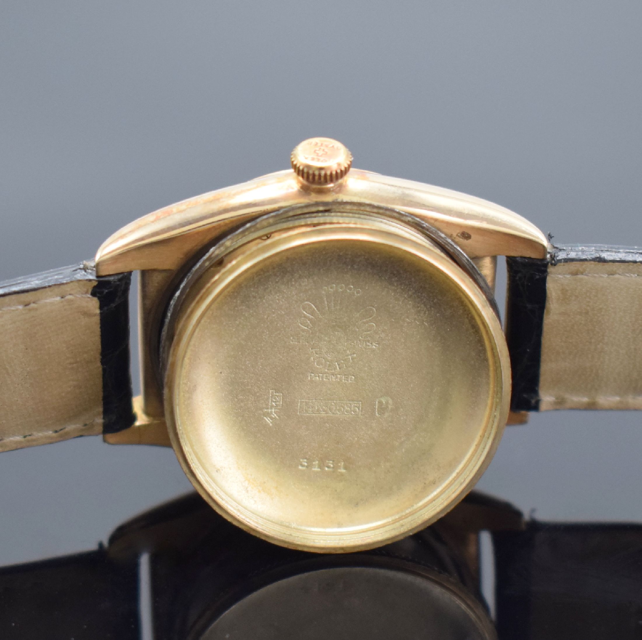 Detail h: ROLEX Bubble Back Chronometer Herrenarmbanduhrin RoseG 585/000 Referenz 3131, Schweiz um 1946, Automatik, verschr. Geh. m. glatter Lünette, verschr. ...