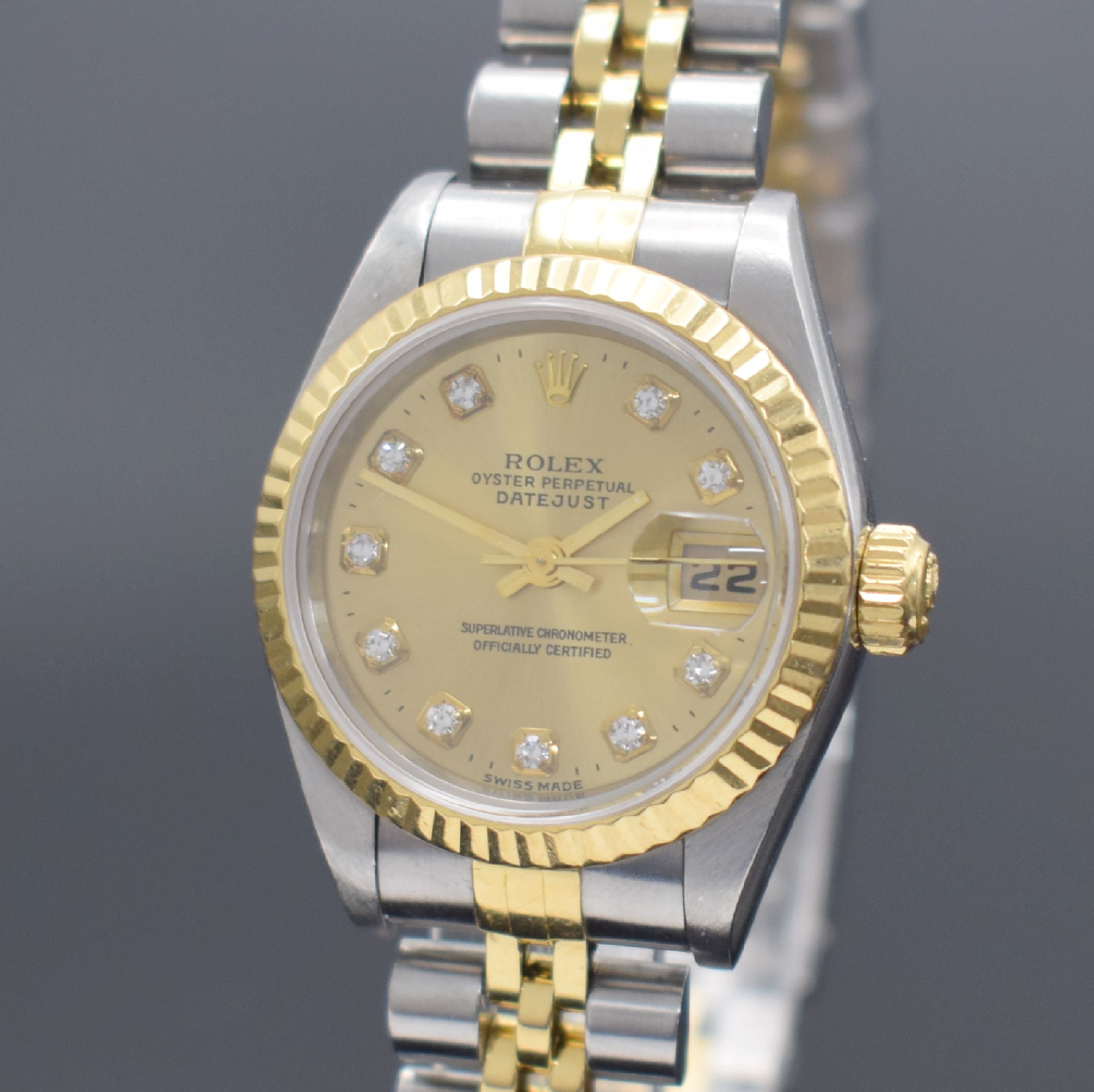 Detail a: ROLEX Datejust Referenz 69173 Damenarmbanduhr in Stahl/Gold, Schweiz lt. orig. Papier verk. 09/1997, Automatik, verschr. Oystergeh. m. Saphirglas, ...