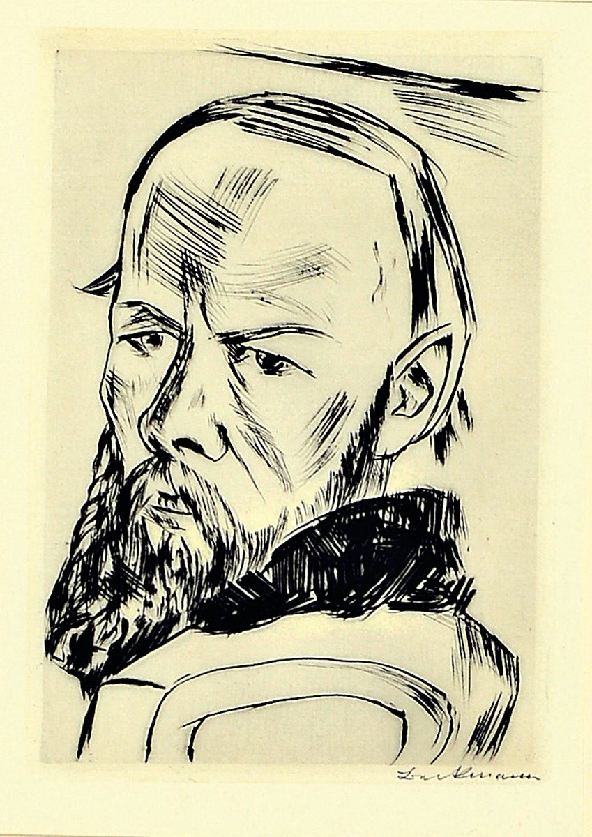 Max Beckmann, 1884-1950, Dostojewski II, Kaltnadelradierung von 1921, rechts unten handsigniert, eines von 215 Exemplaren, Blatt 1 aus Ganymed Band ...
