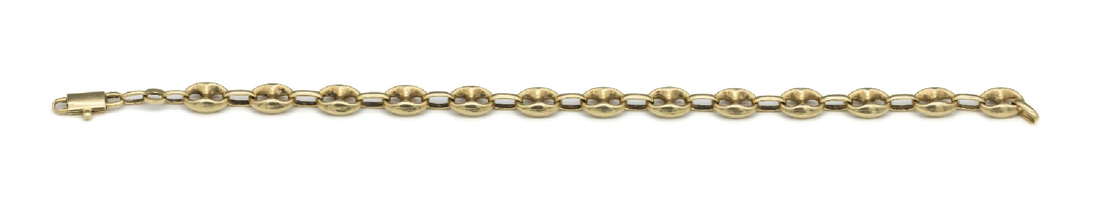 Detail a: 14 kt Gold Armband, GG 585/000, L. ca. 20 cm, ca. 9.7 g, Schiebeverschluss