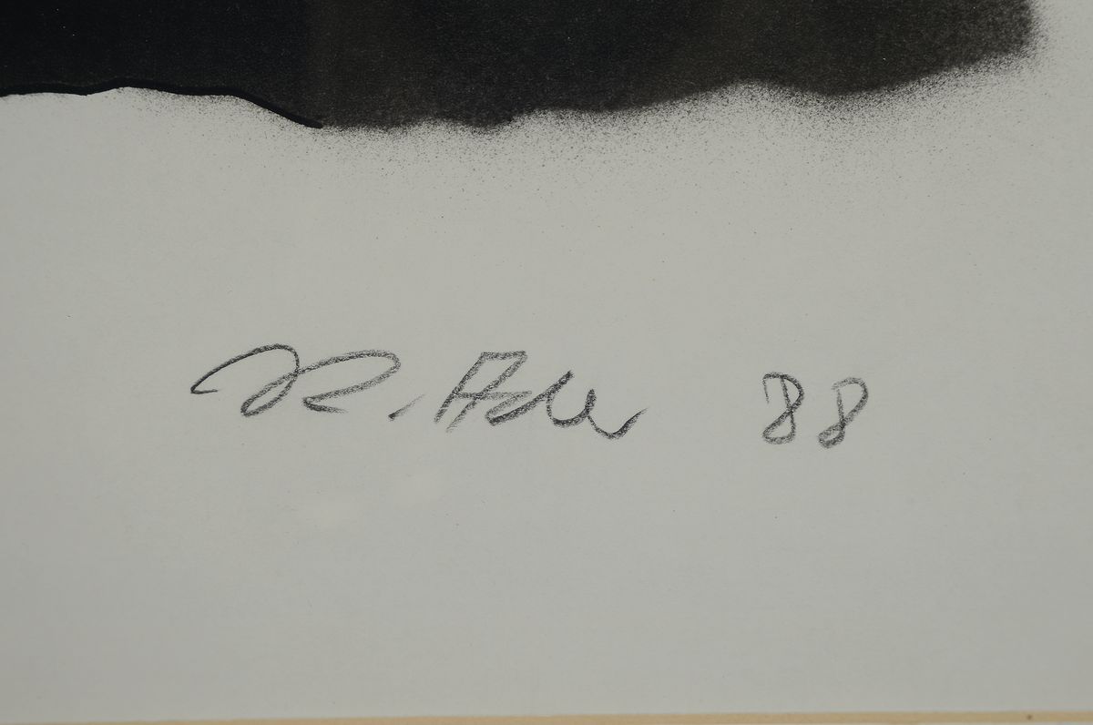 Detail a: Reinhard Ader, geb. 1969 Kaiserslautern, tätig in Speyer, hier: Innen-Außen-Welt, Farblithographie von 1988, signiert, datiert, betitelt und num. ...