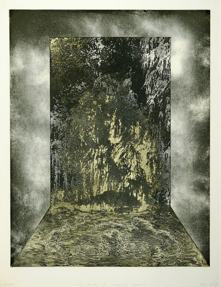 Rainer Oemst, geb. 1948, ein Gesicht über Kopf im Wasser, so betitelt, Fotogravure, handsigniert und dat. VII 86, num. 53/100, ca. 63x48cm, PP, ...