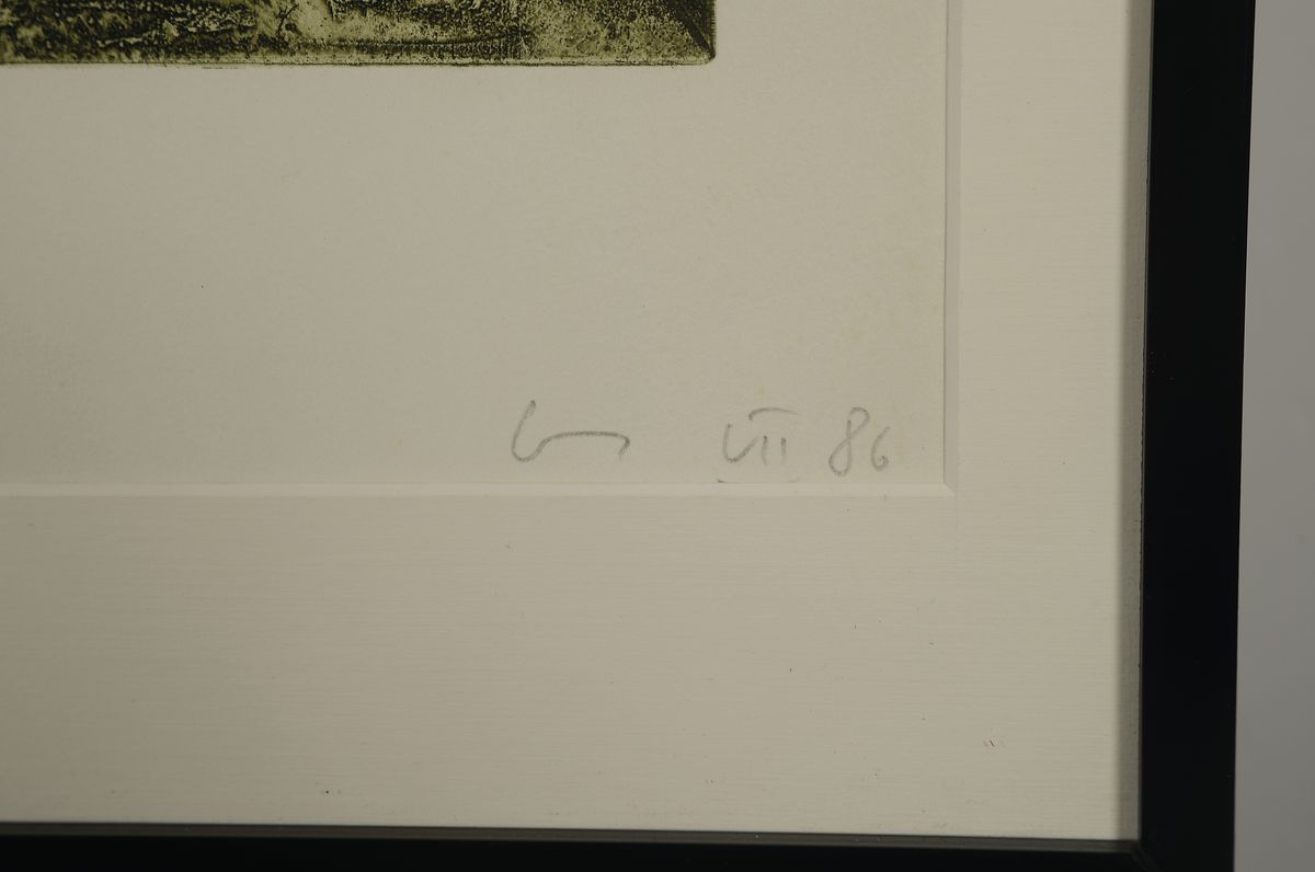 Detail a: Rainer Oemst, geb. 1948, ein Gesicht über Kopf im Wasser, so betitelt, Fotogravure, handsigniert und dat. VII 86, num. 53/100, ca. 63x48cm, PP, ...